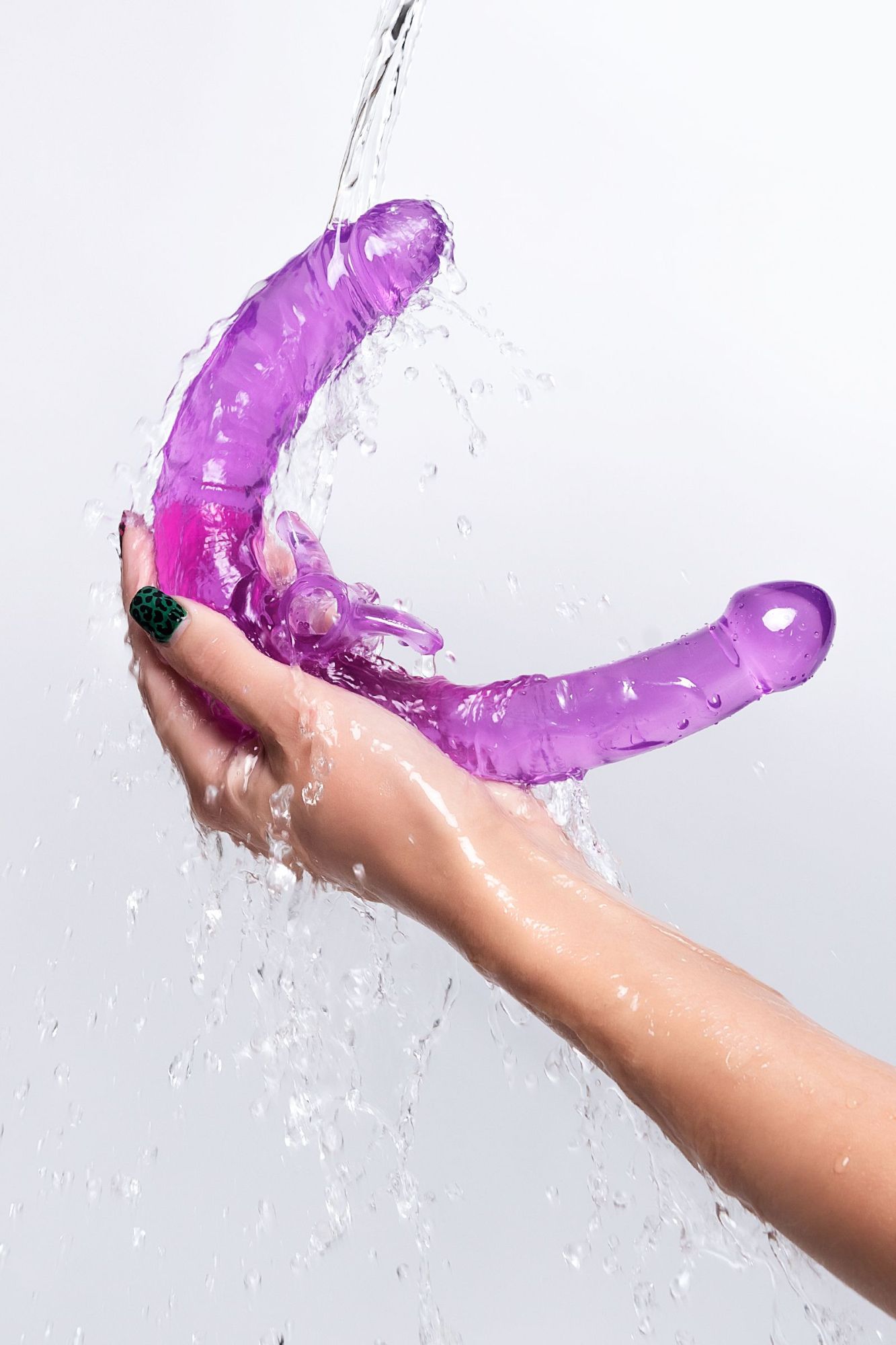 фаллоимитатор двусторонний с вибропулей toyfa double dildo with vibro bullet, tpr, фиолетовый, 35 см в России
