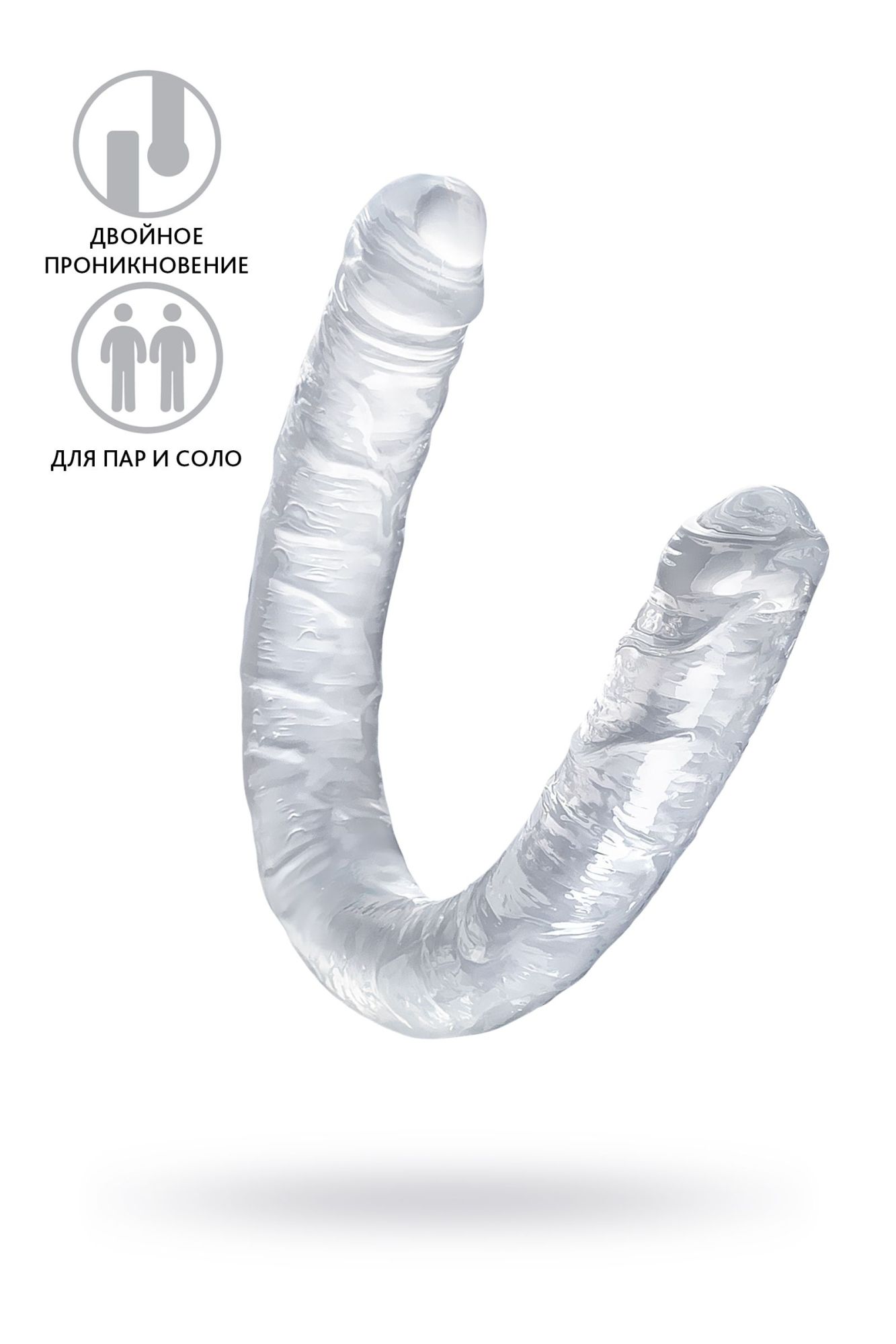 фаллоимитатор двусторонний toyfa double dildo, tpr, прозрачный, 40 см в России
