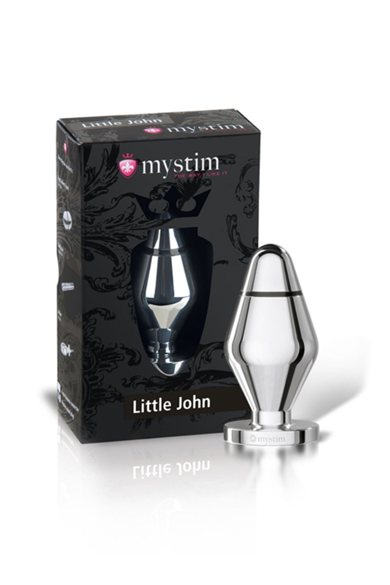 анальная пробка mystim little john s, электростимуляция, хирургическая сталь, серебряная, 9 см, ø 3, в России