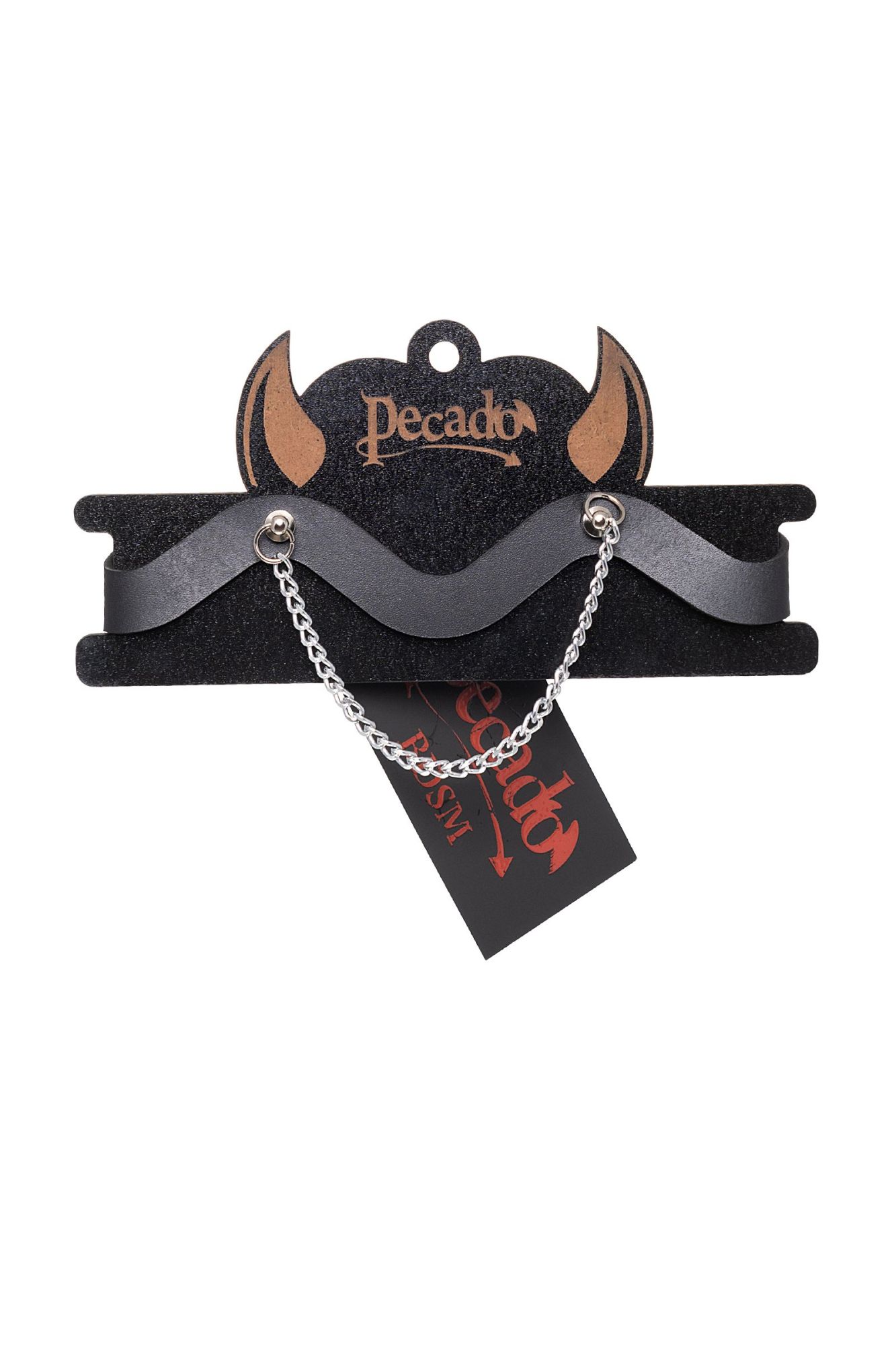 чокер-волна pecado bdsm, с цепочкой, натуральная кожа, черный в России