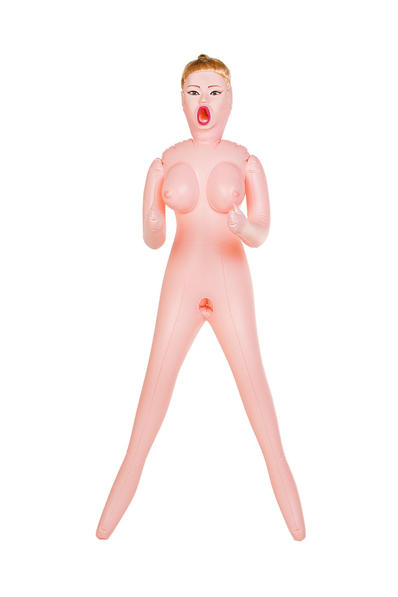 кукла надувная dolls-x by toyfa hannah, блондинка, с тремя отверстиями, кибер вставка: вагина в России