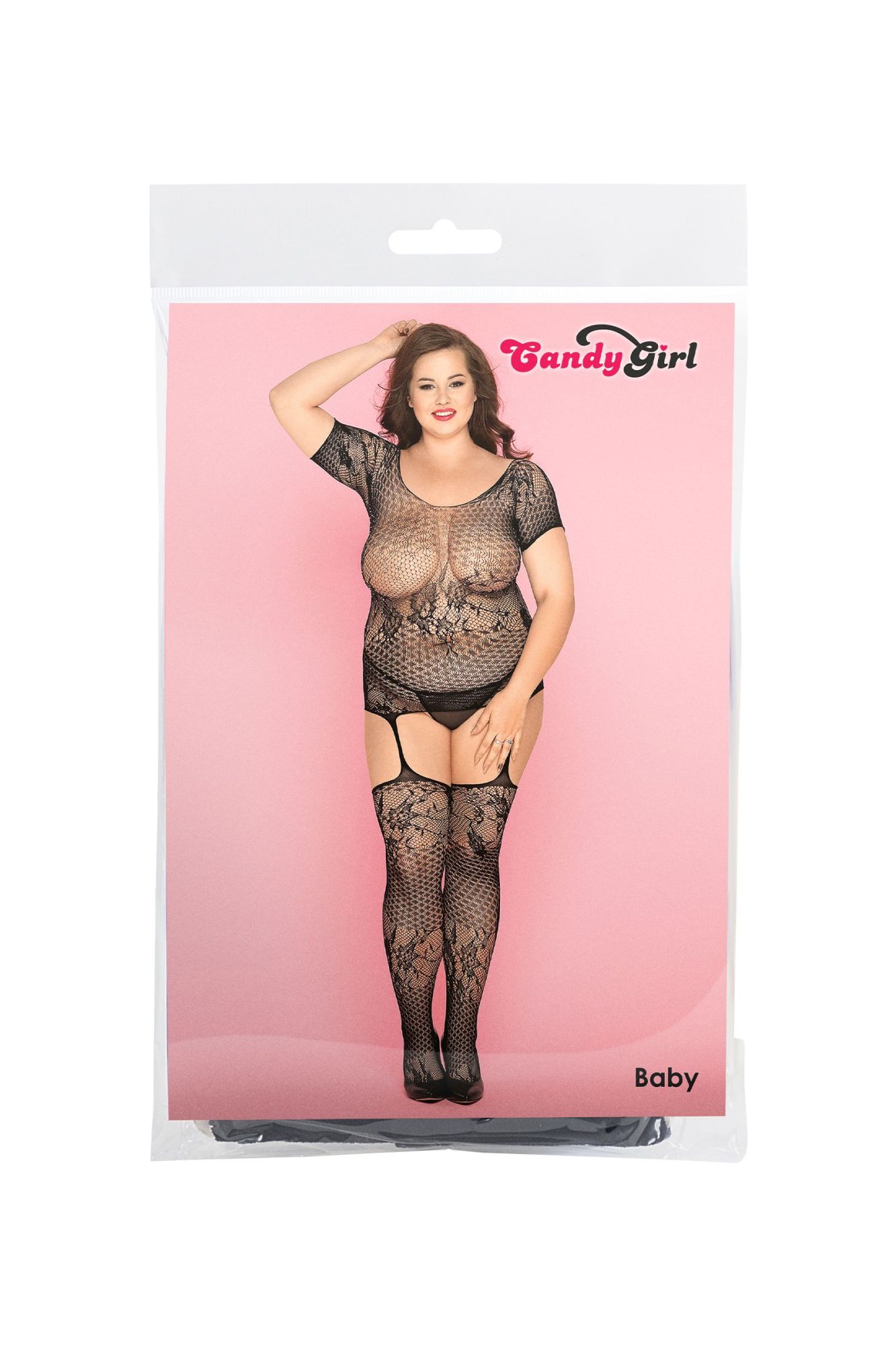 Эротическое костюм-сетка и стринги candy girl baby черные, 2xl в России