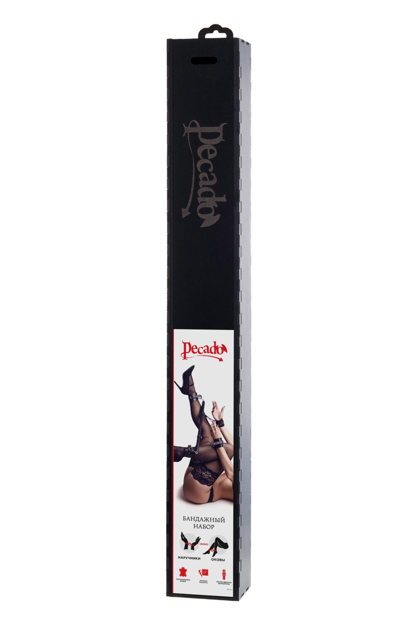 бондажный набор pecado bdsm, 4 точки фиксации, распорка, наручники, оковы, натуральная кожа, черный в России