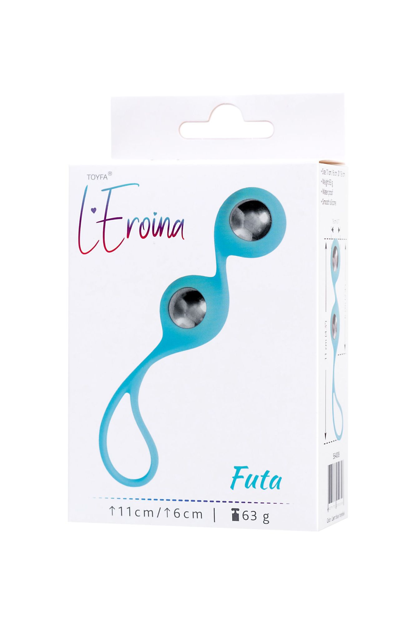 вагинальные шарики l'eroina by toyfa futa, силикон, голубой, 11 см в России