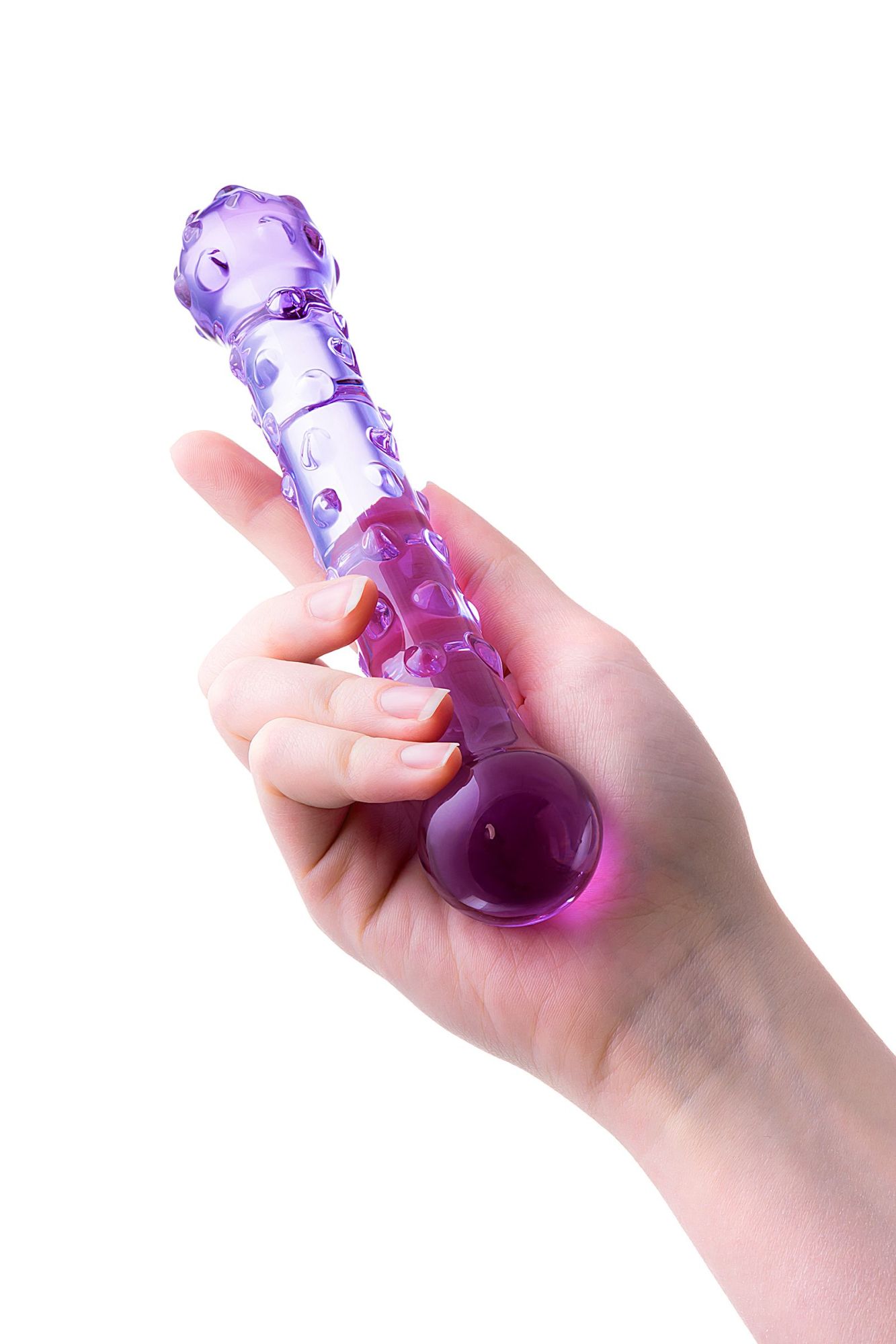 двусторонний фаллоимитатор sexus glass, стекло, фиолетовый, 19,5 см в России