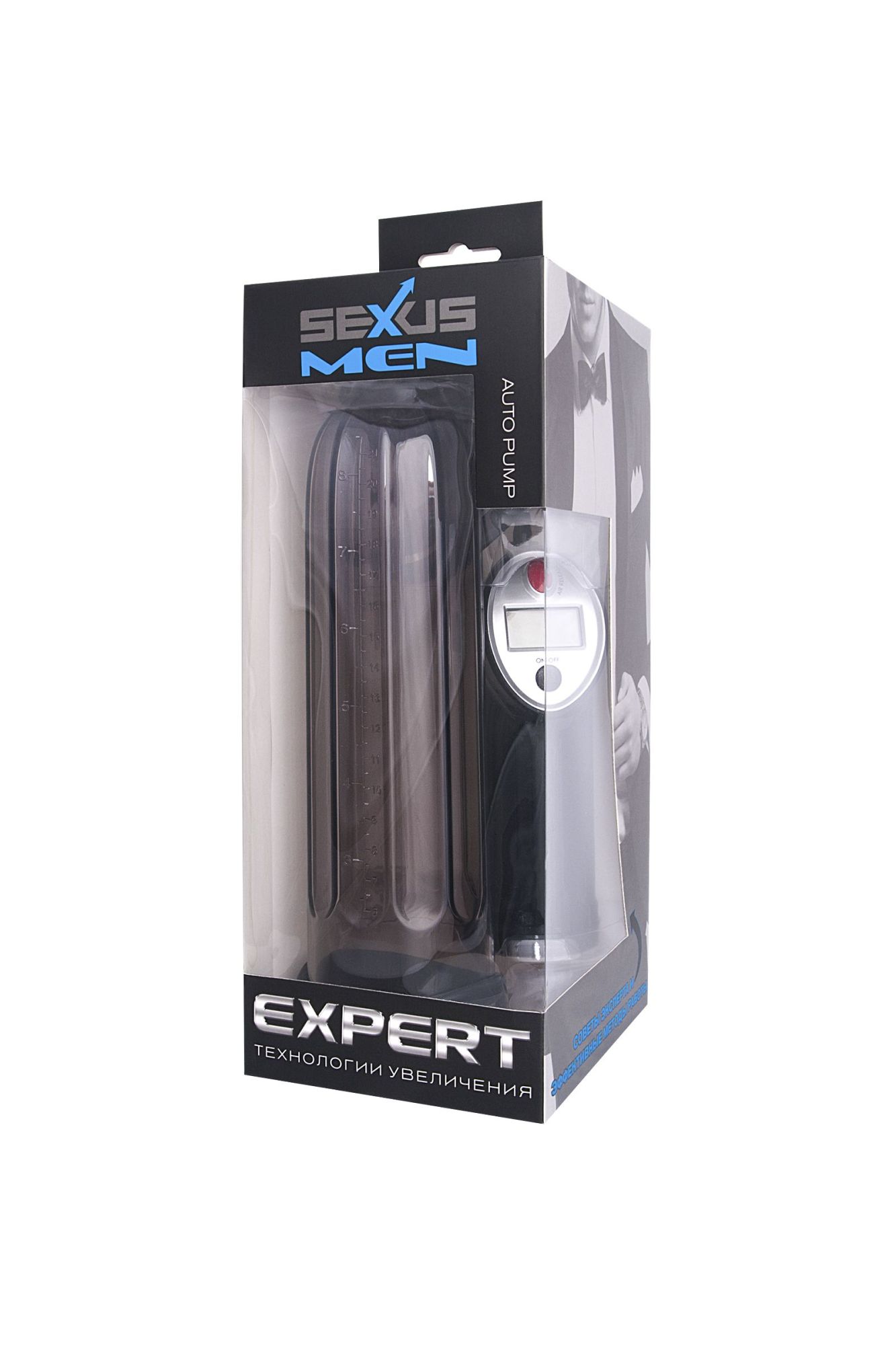 помпа для пениса sexus men expert, полуавтоматическая, с манометром, abs пластик, черная в России