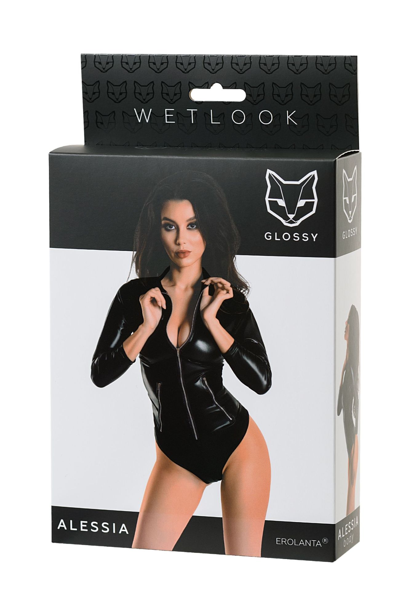 Эротическое боди glossy alessia из материала wetlook на молнии, черное, m в России