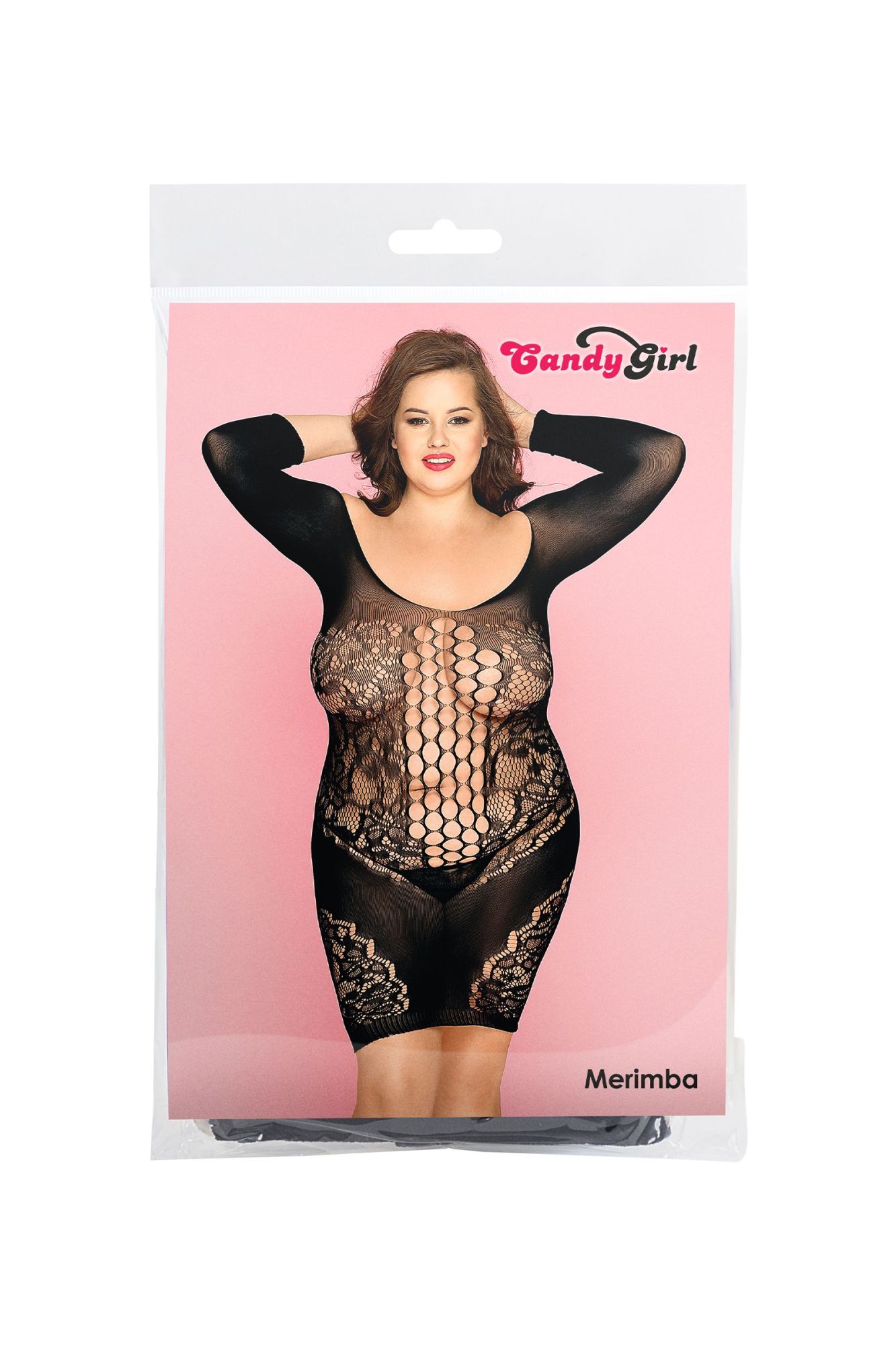 Эротическое платье-сетка и стринги candy girl merimba черные, 2xl в России