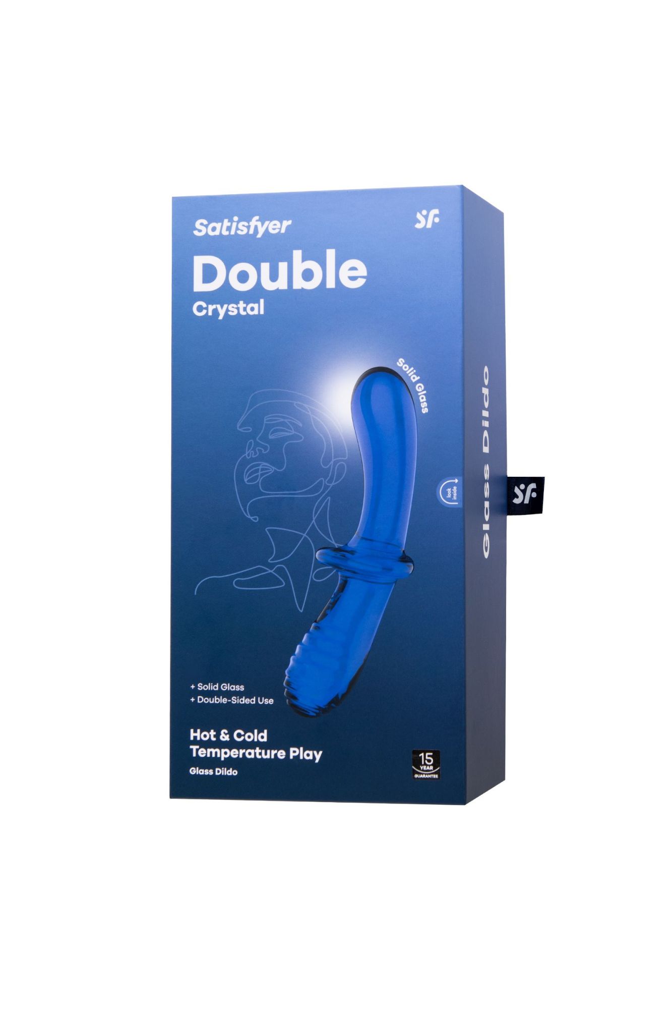 стеклянный двухсторонний стимулятор satisfyer double crystal, голубой в России