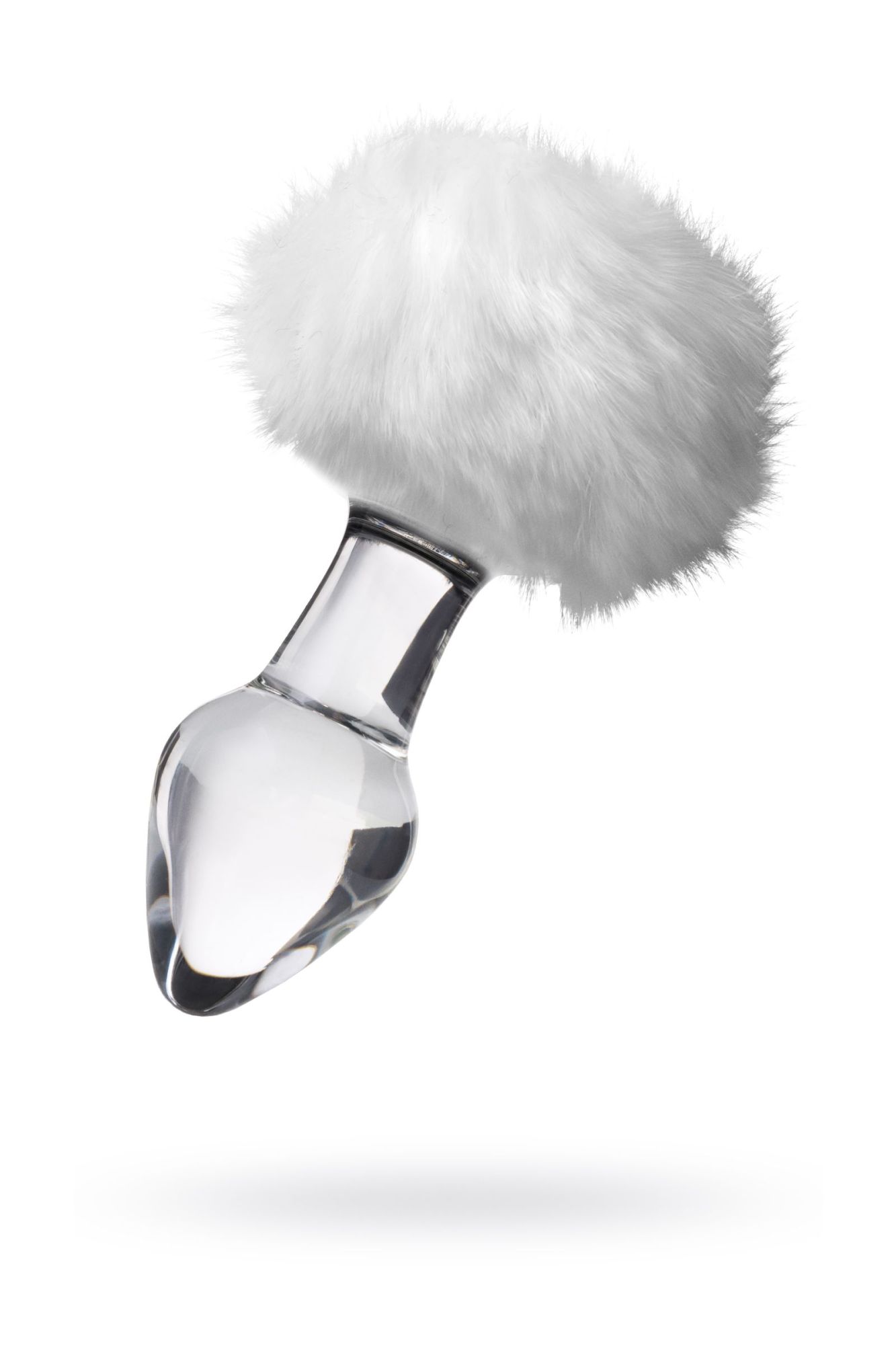 анальная втулка sexus glass, с белым хвостиком, стекло, прозрачная, 14 см, ø 4 см в России
