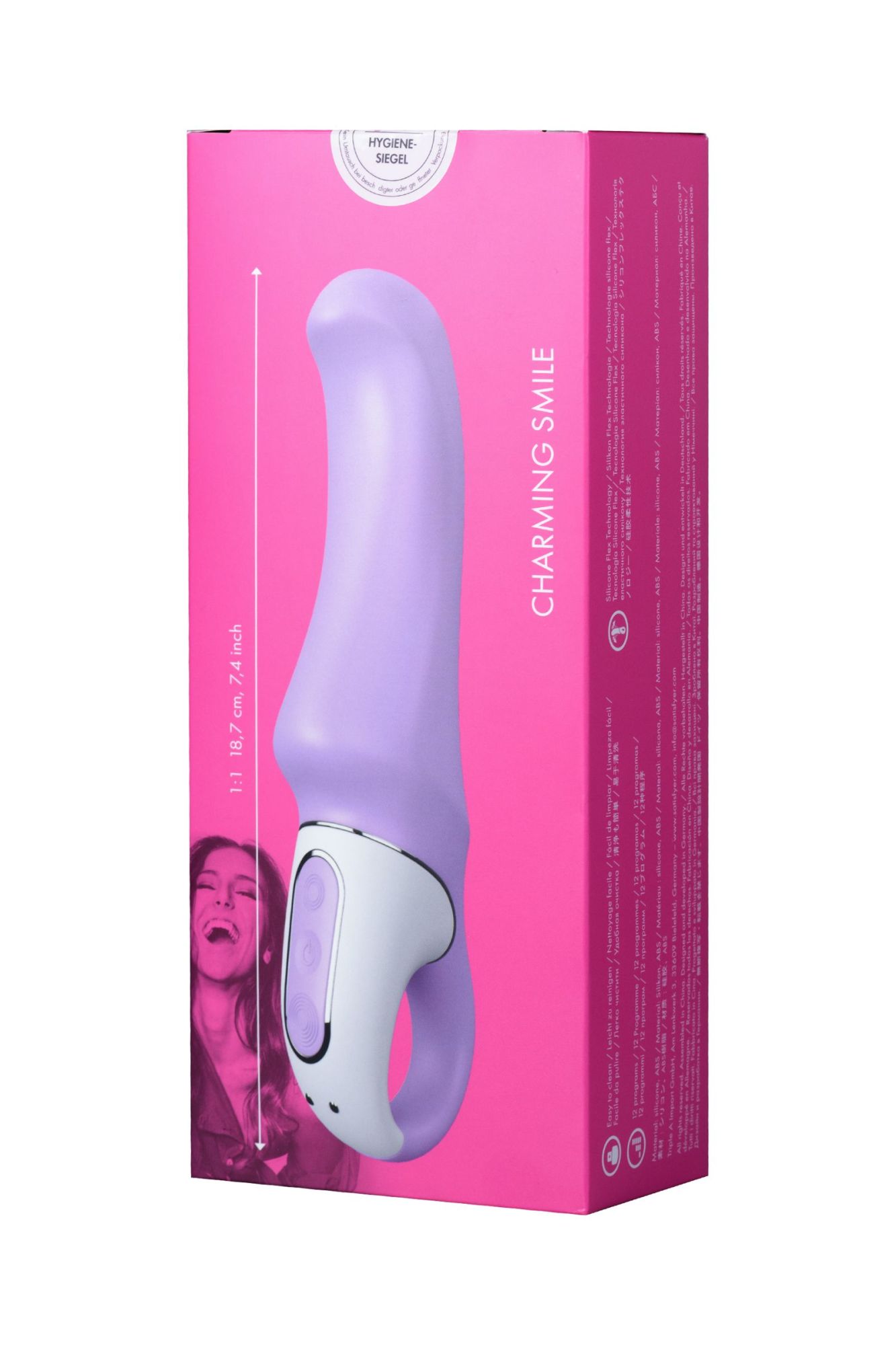нереалистичный вибратор satisfyer vibes charming smile, силикон, фиолетовый, 18,7 см. в России