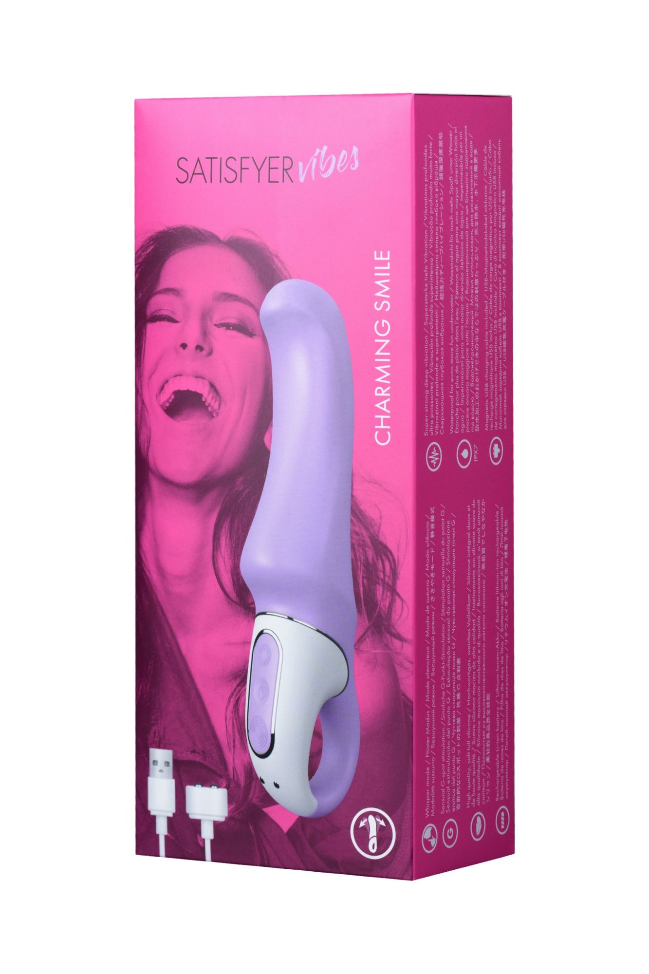 нереалистичный вибратор satisfyer vibes charming smile, силикон, фиолетовый, 18,7 см. в России