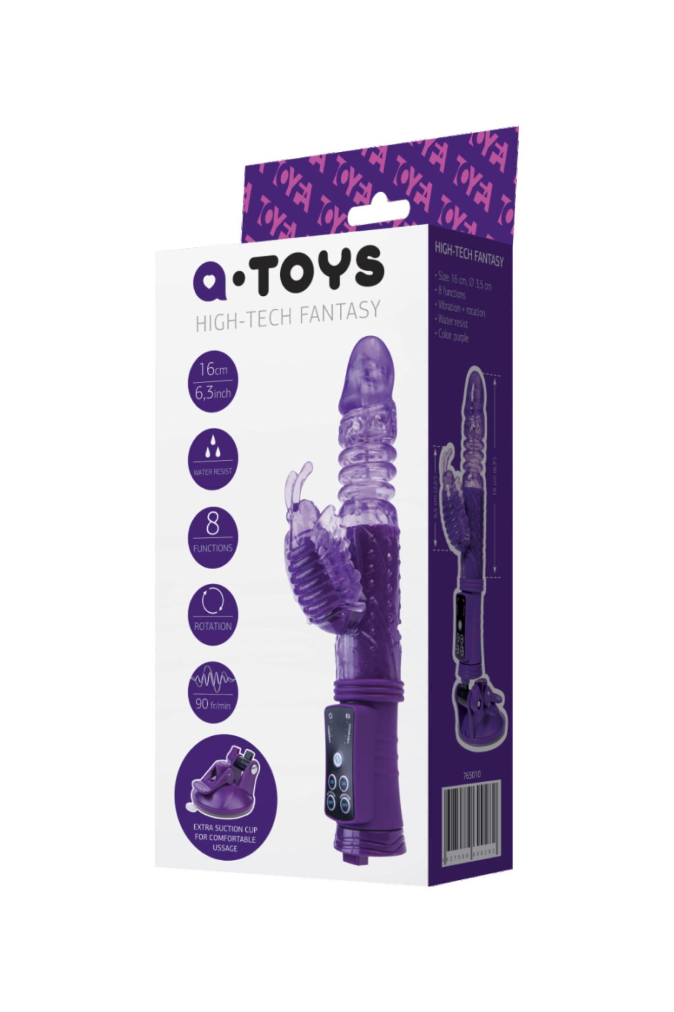 вибратор с клиторальным стимулятором toyfa a-toys high-tech fantasy, tpr, фиолетовый, 23 см в России