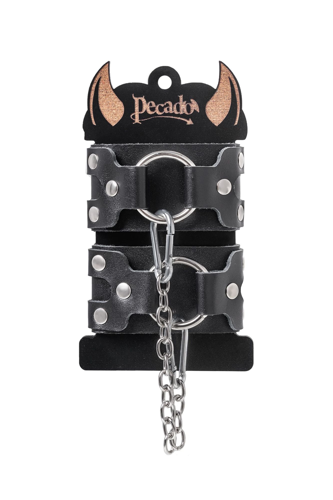 наручники-браслеты pecado bdsm, с двумя ремешками, натуральная кожа, чёрные в России
