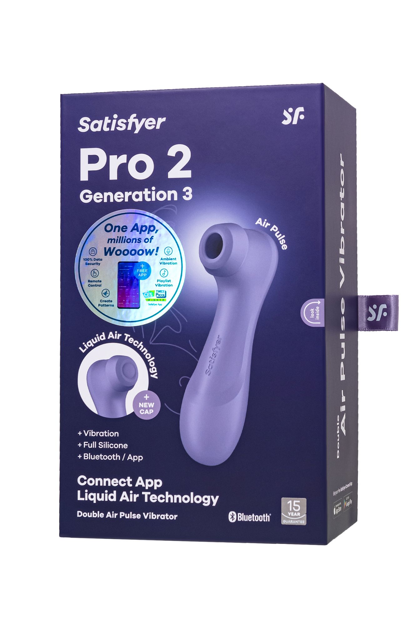 вакуумный стимулятор клитора satisfyer pro 2 generation 3, bluetooth/app, фиолетовый, 16,4 см в России