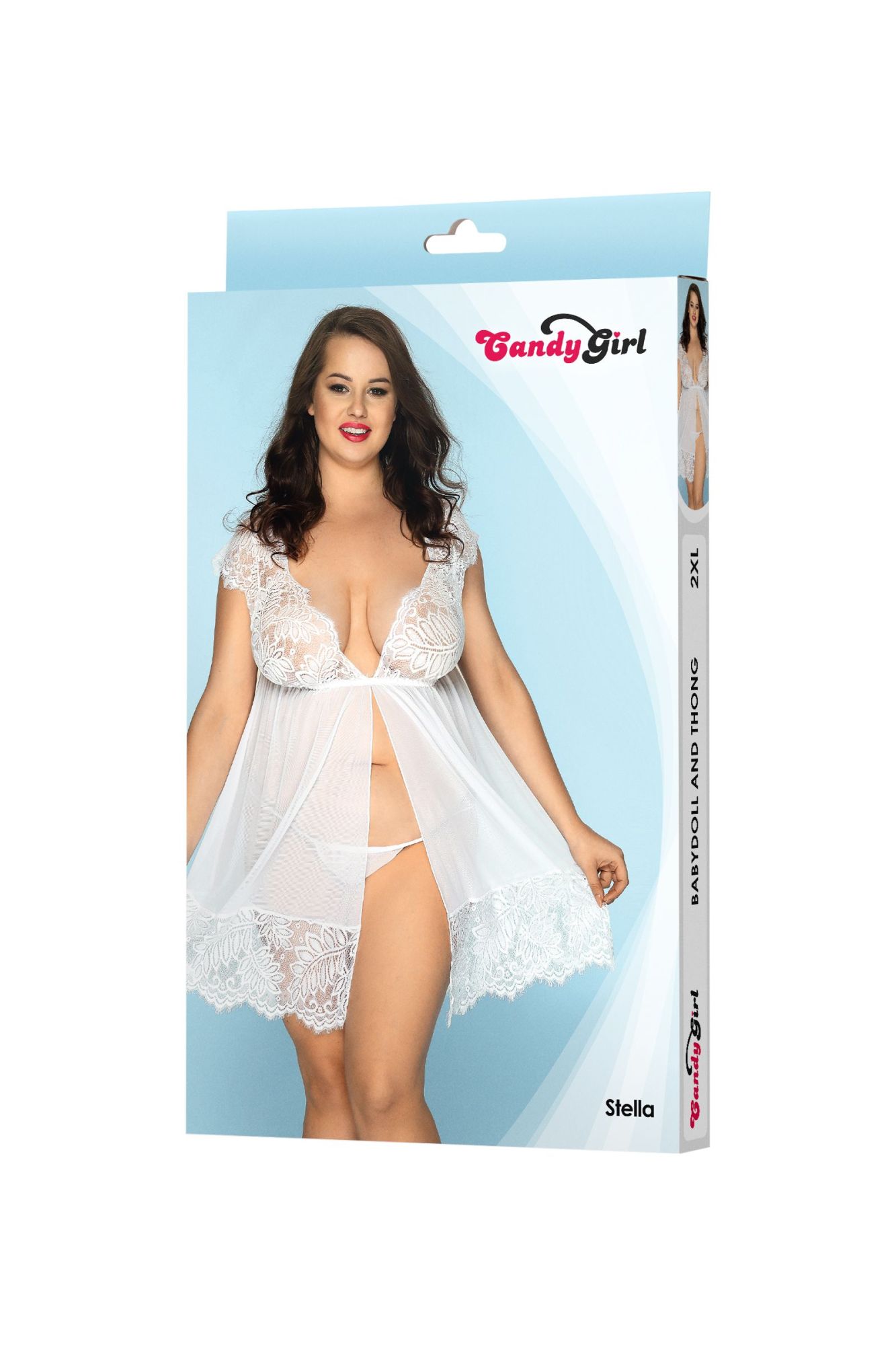 Эротическое комбинация и стринги candy girl stella белые, 2xl в России
