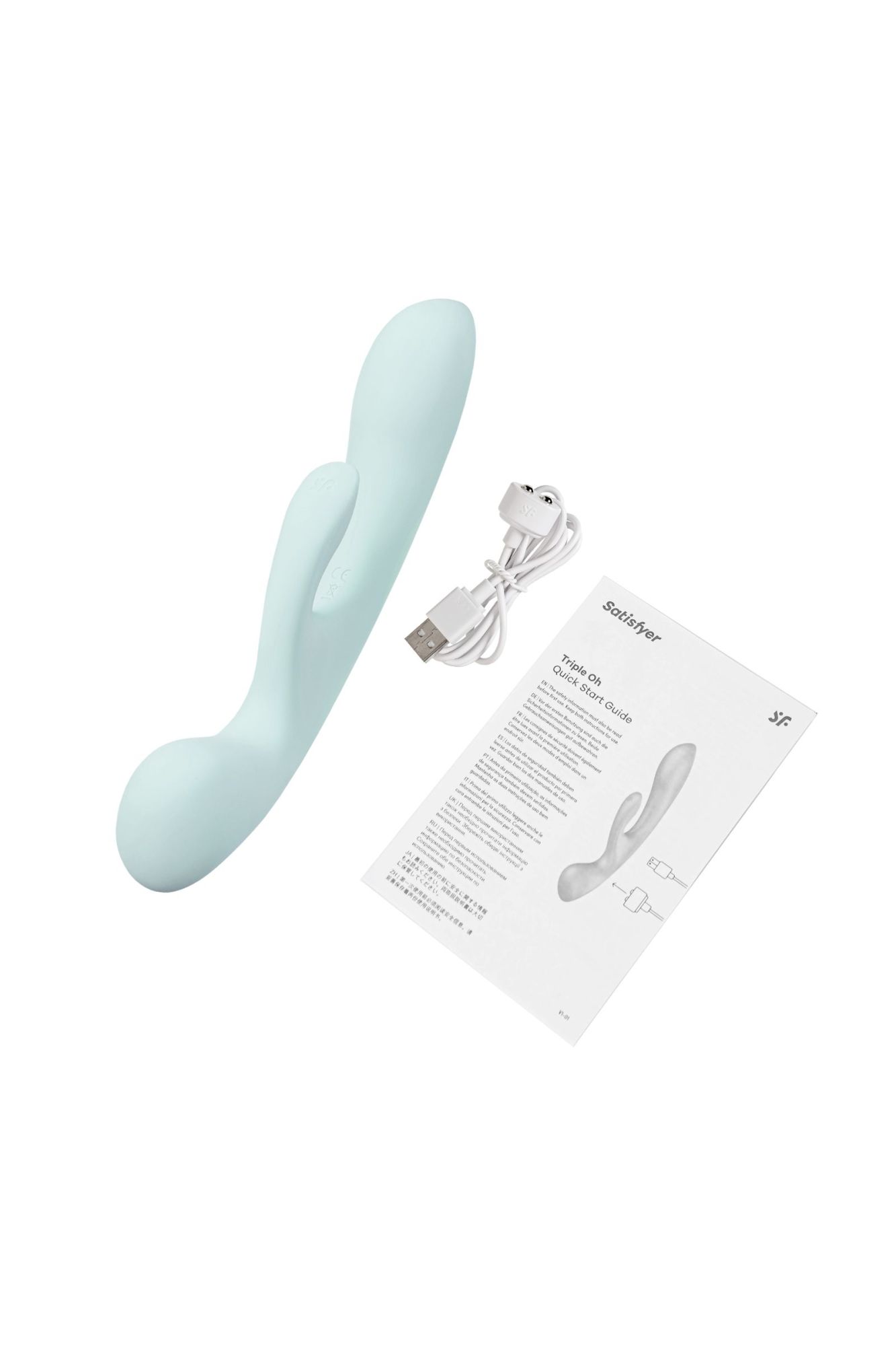 нереалистичный вибратор satisfyer triple oh, силикон, голубой, 24 см в России
