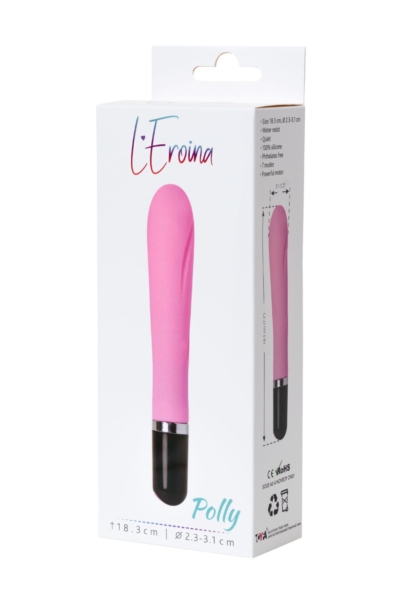 нереалистичный вибратор l'eroina by toyfa polly, силикон, розовый, 18,3 см, ø 3 см в России