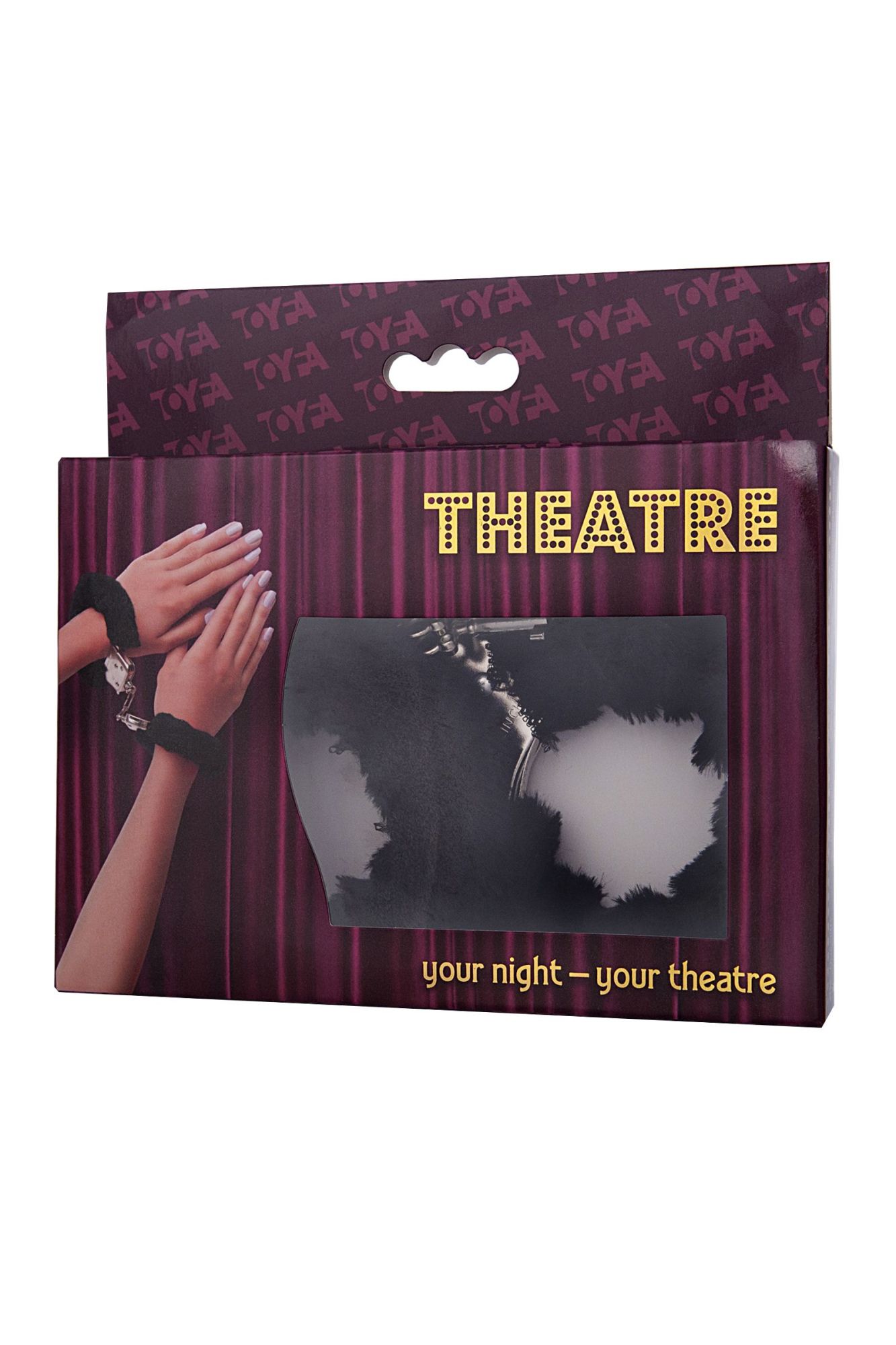 наручники toyfa theatre, меховые, черные, 28 см в России