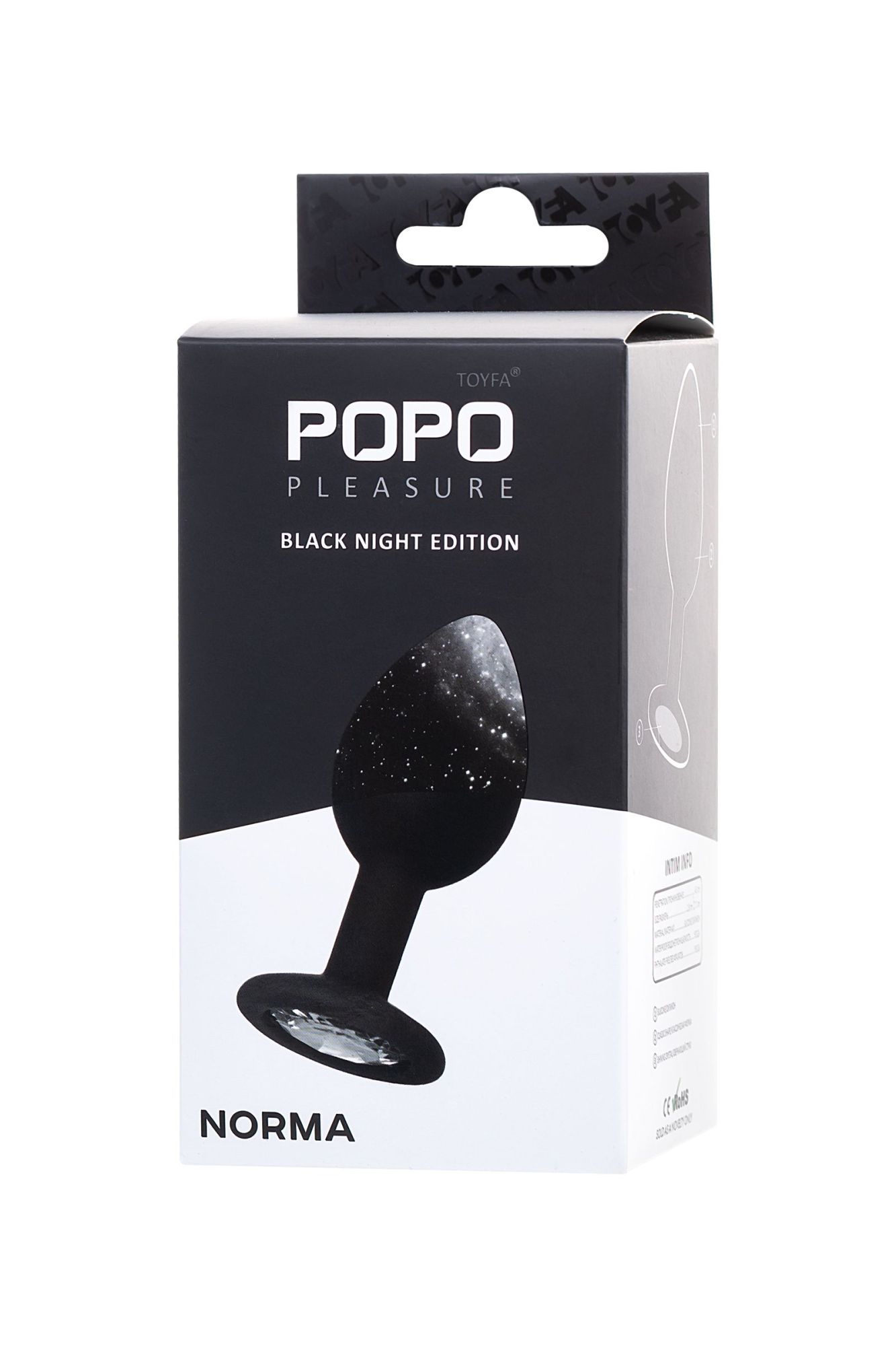 анальная втулка popo pleasure by toyfa со стразом s, силикон, черная, 7,2 см, ø 2,8 см, 25 г в России