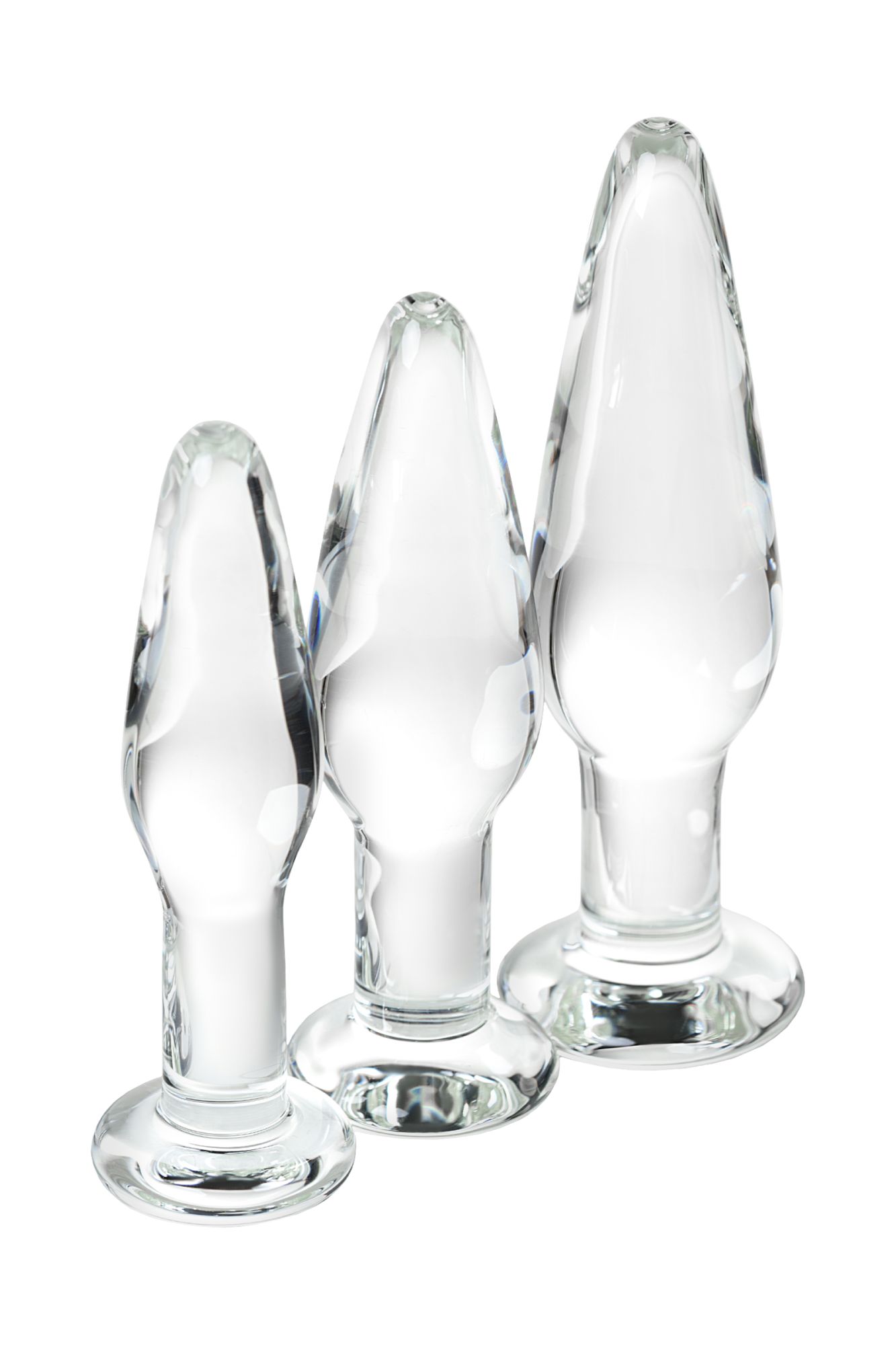 набор анальных втулок sexus glass, стекло, прозрачный, 14/12,5/12 см, ø 4/3,5/3 см в России