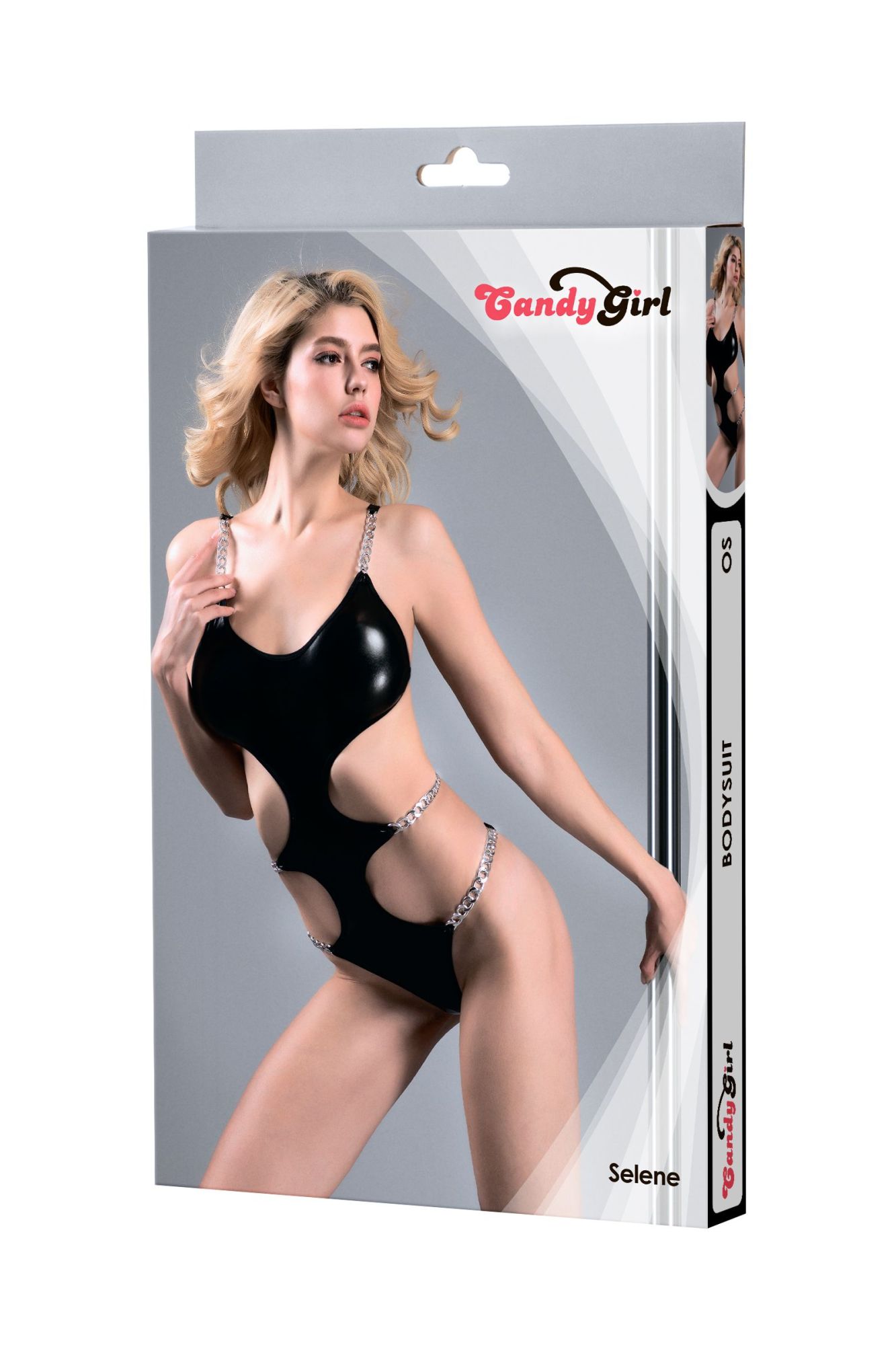 Эротическое боди с металлическими цепочками candy girl selene черное, os в России