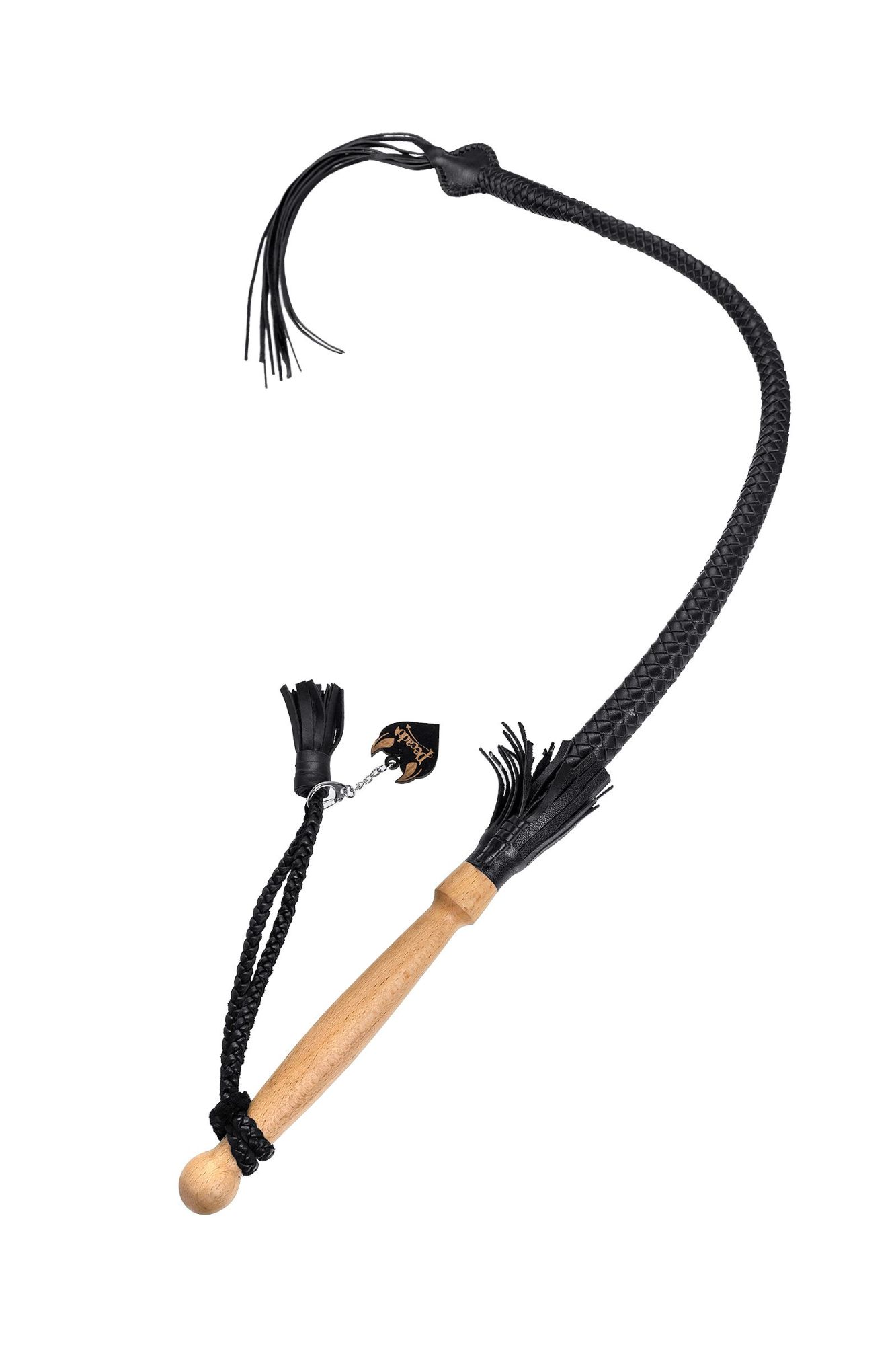 кнут плетеный pecado bdsm, натуральная кожа, чёрный, 85 см в России