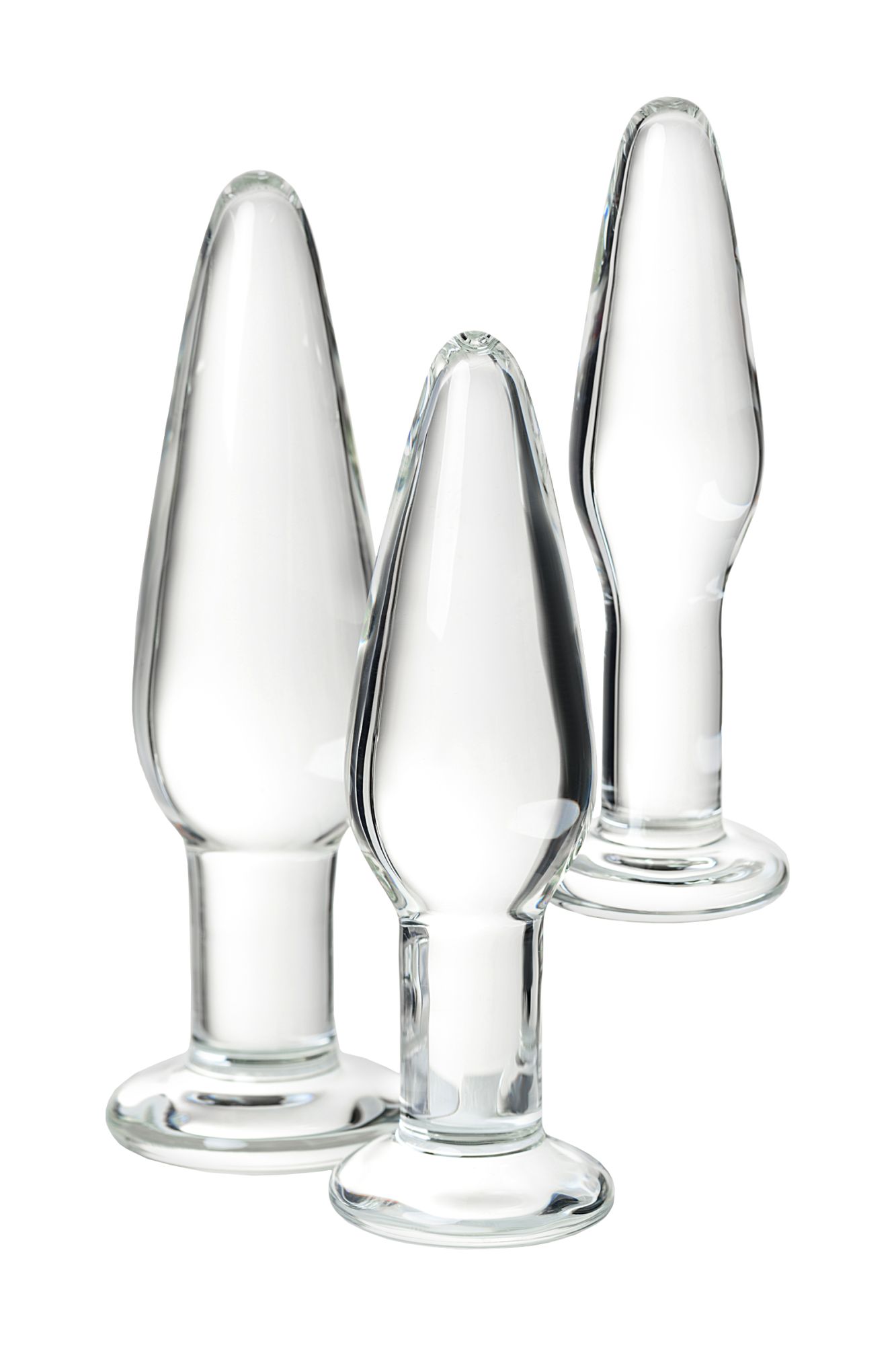 набор анальных втулок sexus glass, стекло, прозрачный, 14/12,5/12 см, ø 4/3,5/3 см в России