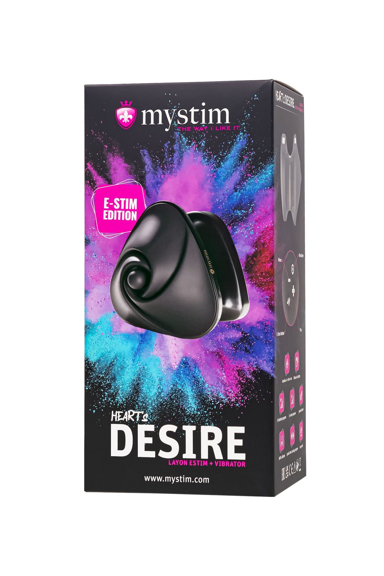 вибратор mystim heart ́s desire с электростимуляцией, силикон, черный, 6,7 см в России