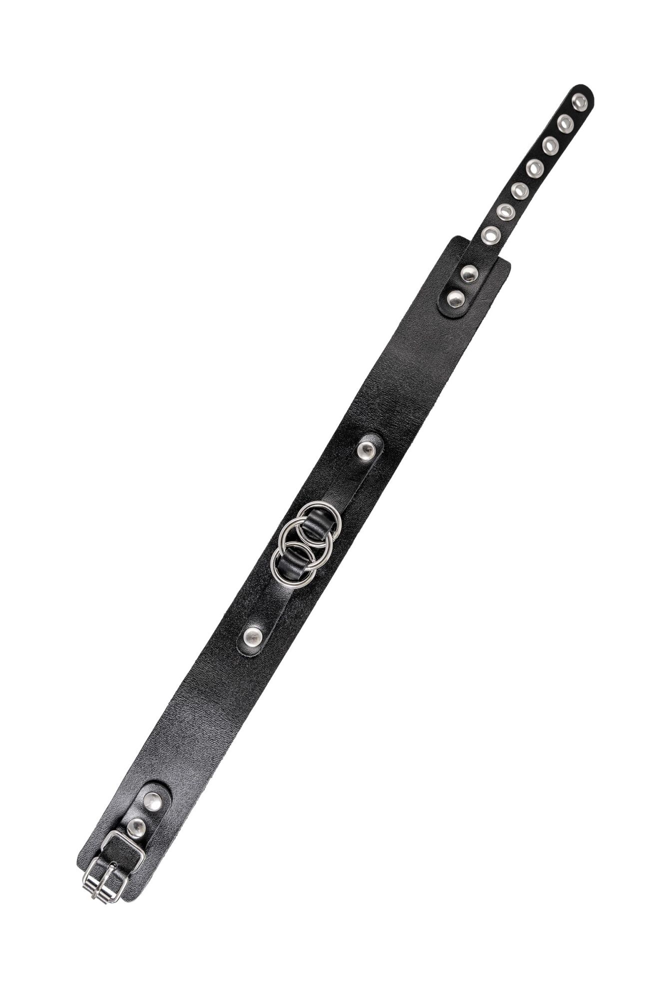 чокер-ошейник pecado bdsm, со связанными кольцами на подложке, натуральная кожа, чёрный в России