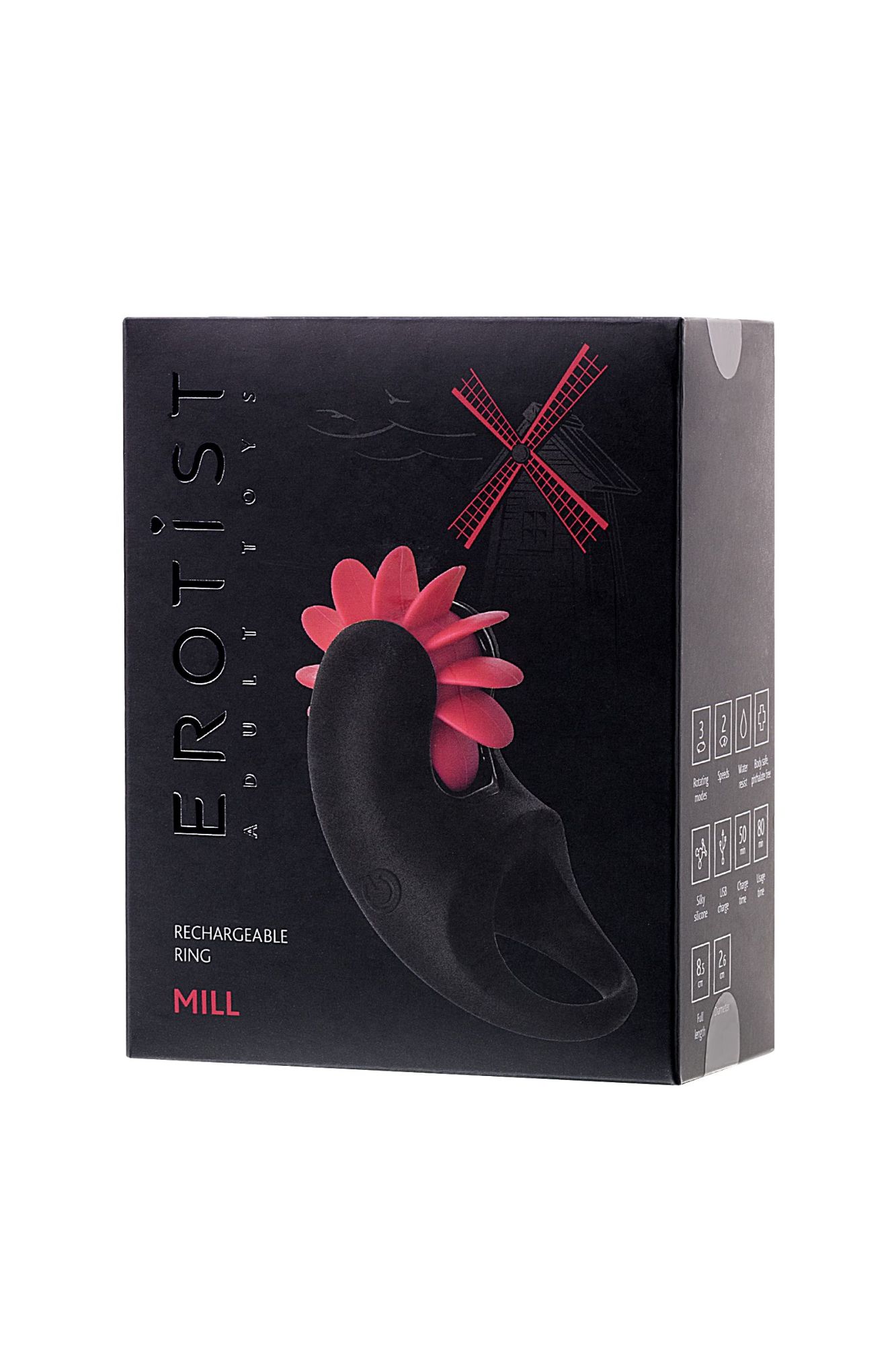 виброкольцо erotist mill, силикон, черный, 8,5 см, ø 2,6 см в России