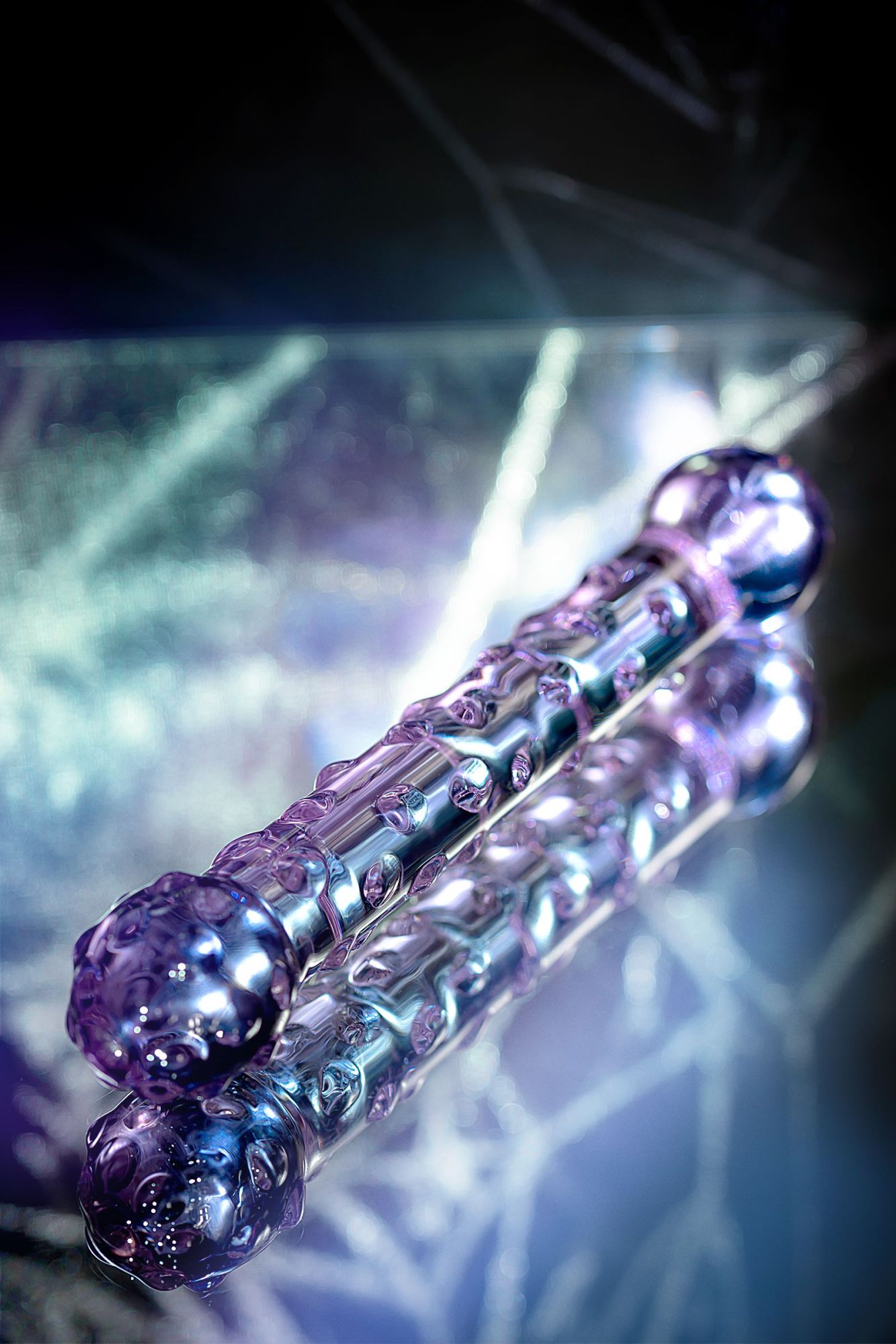 двусторонний фаллоимитатор sexus glass, стекло, фиолетовый, 19,5 см в России
