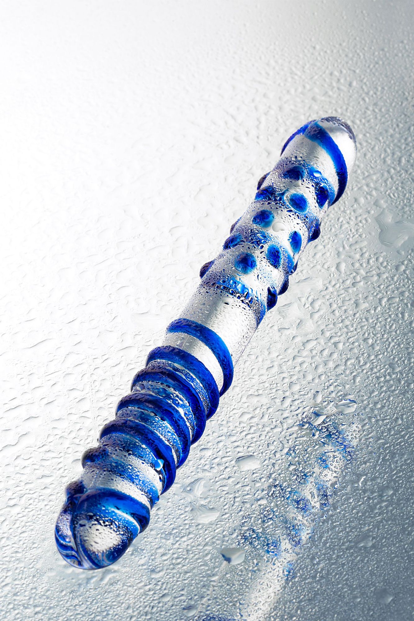 двусторонний фаллоимитатор sexus glass, стекло, рельефный, 22 см в России