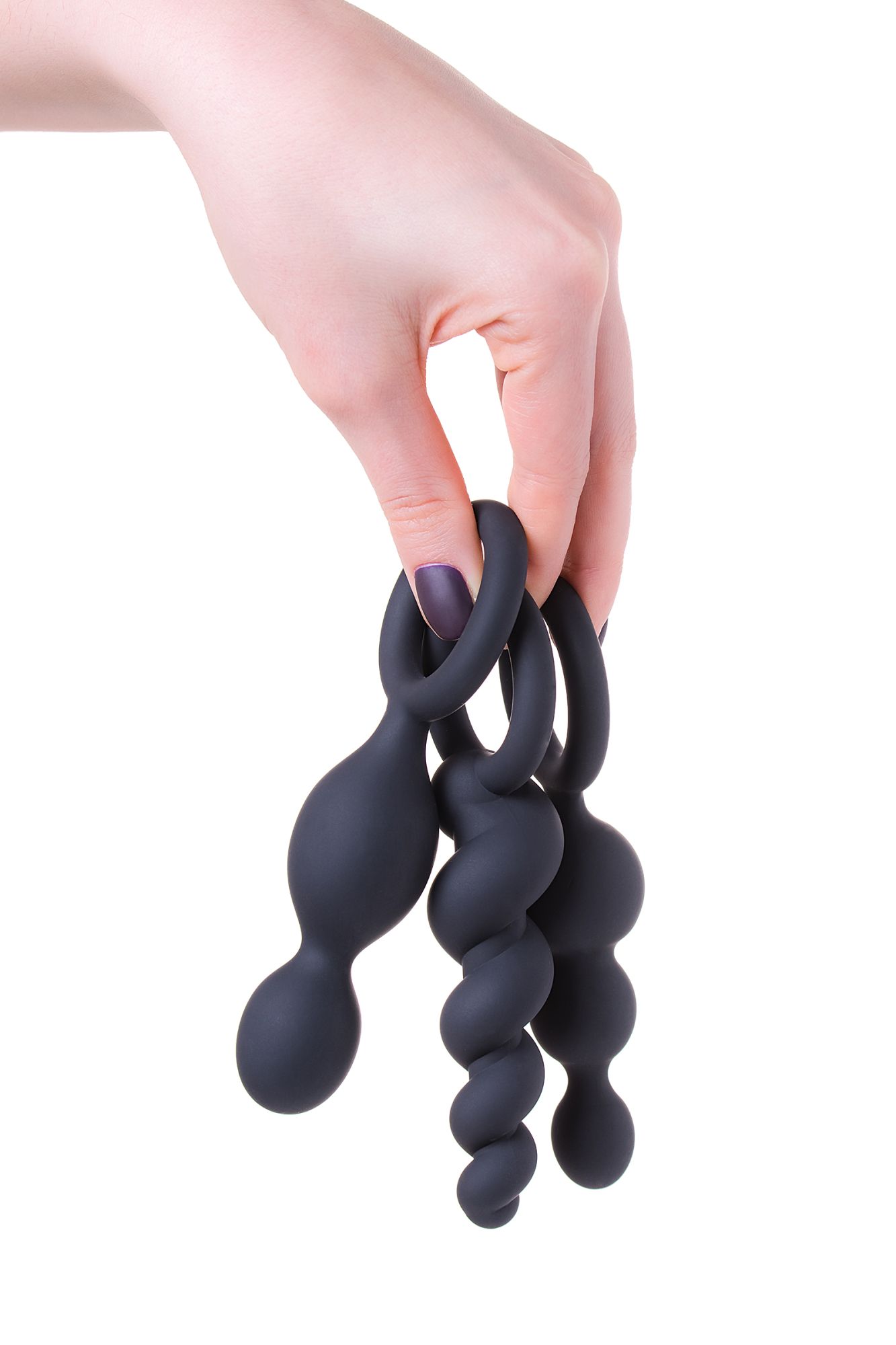 набор анальных плагов satisfyer, силикон, чёрный, 13,5 см. в России