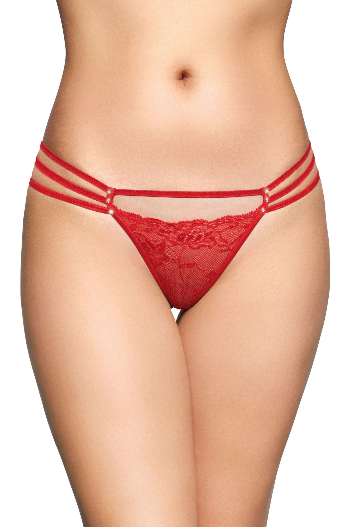 Эротическое стринги со стразами softline collection, красный, s/m в России