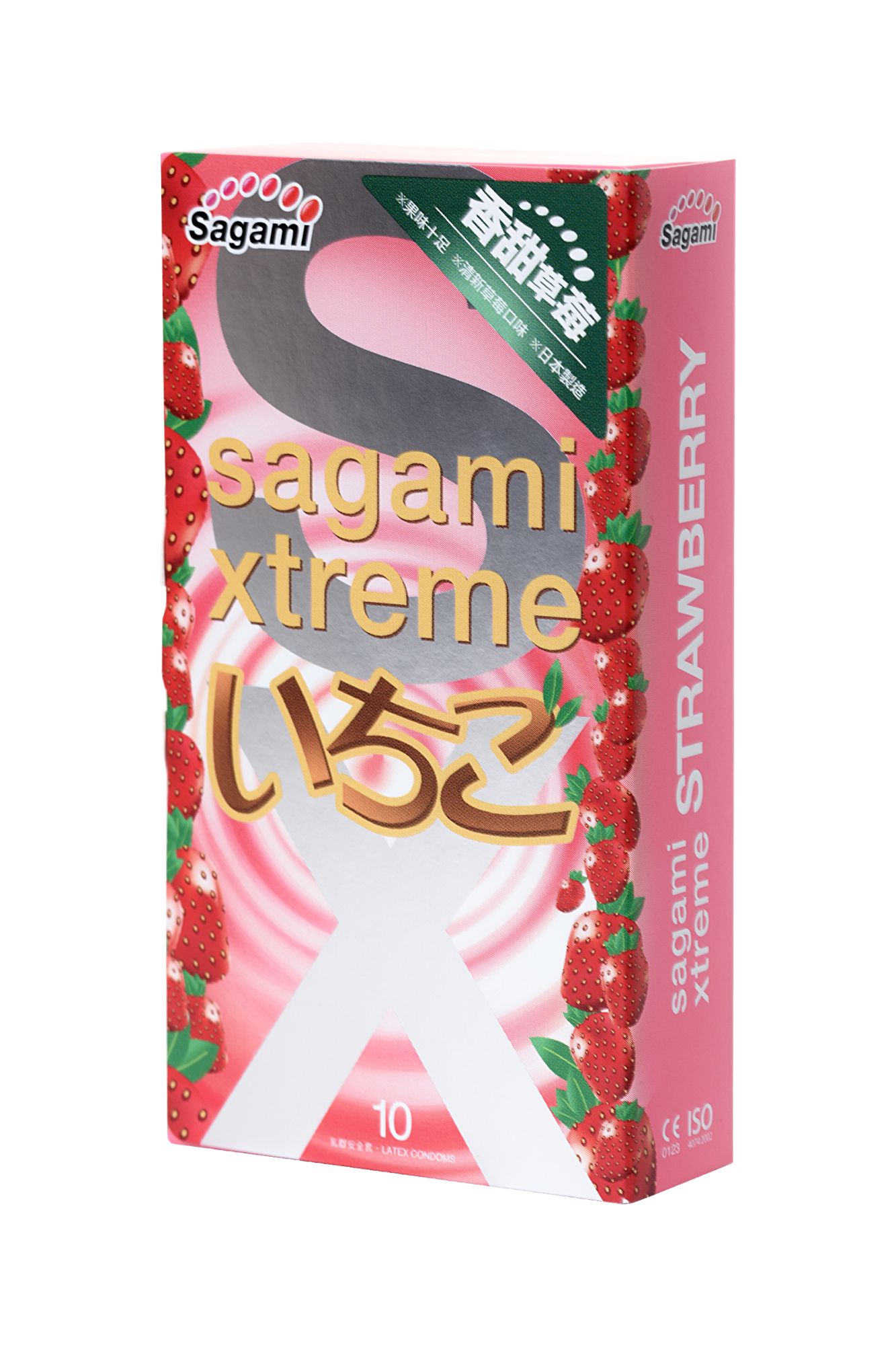 презервативы sagami, xtreme, strawberry, латекс, 19 см, 5,2 см, 10 шт. в России