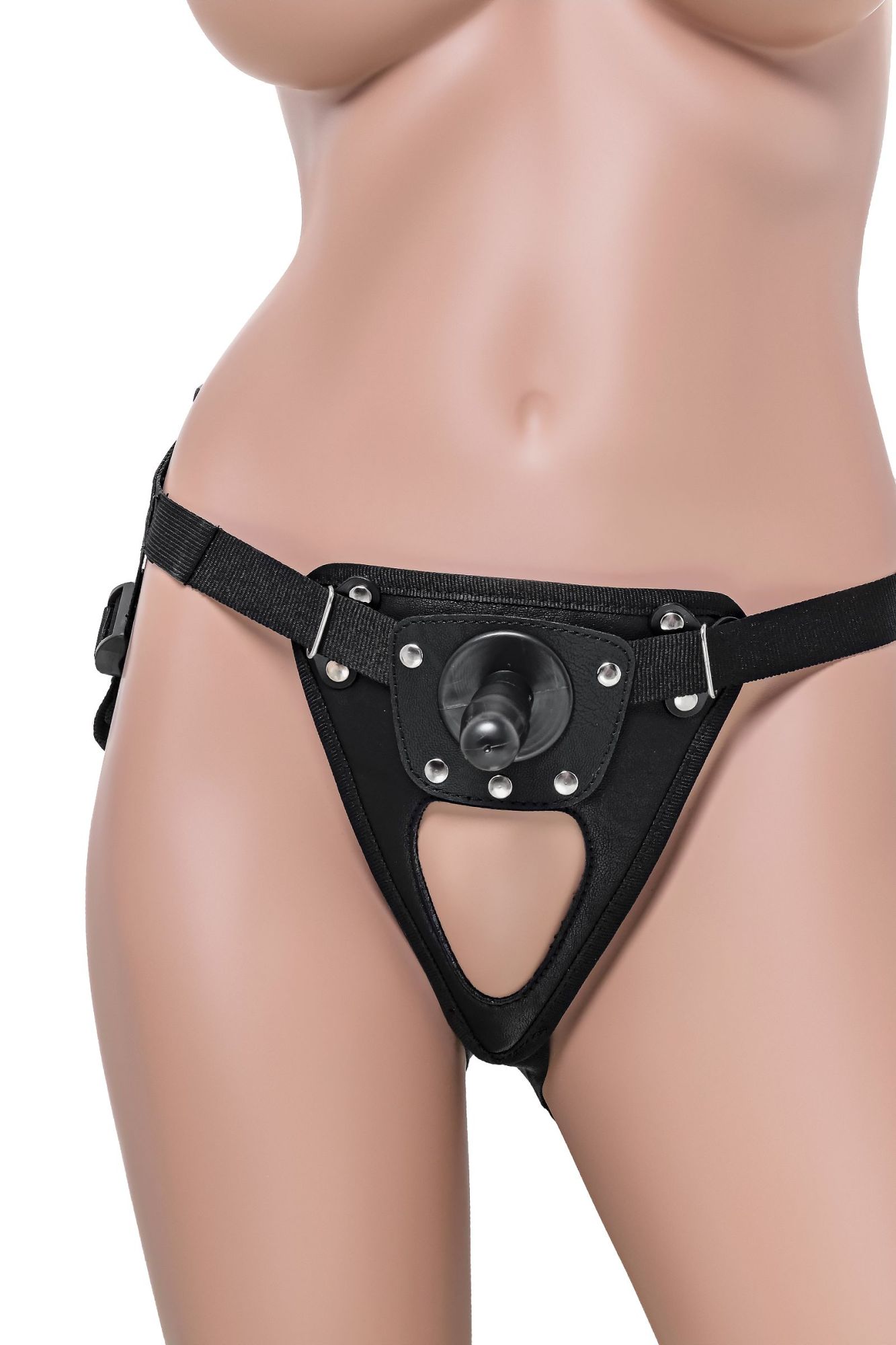 трусики для страпона realstick strap-on onyx, экокожа, черные в России