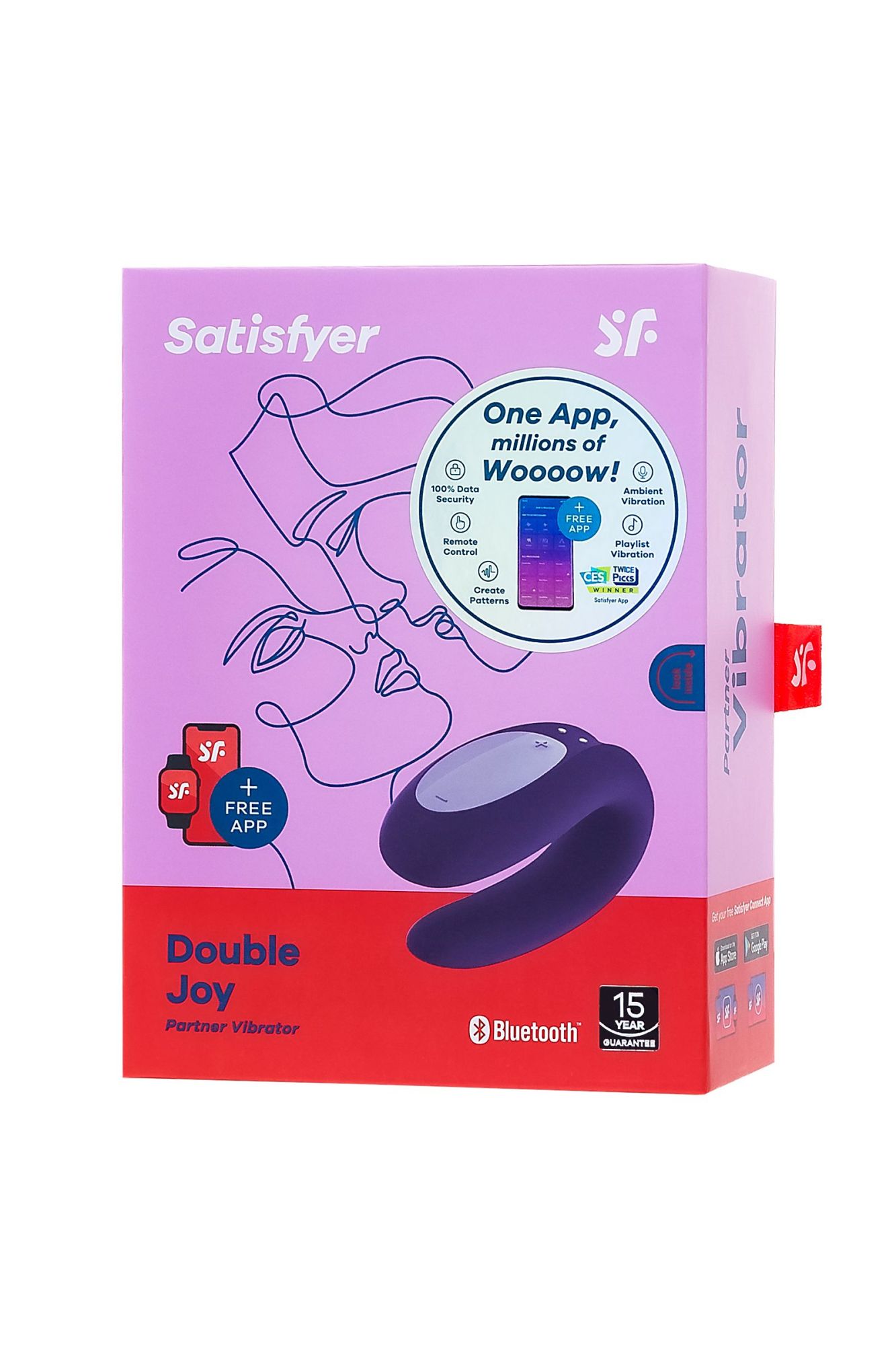 многофункциональный стимулятор для пар satisfyer partner double joy, силикон, фиолетовый, 18 см. в России
