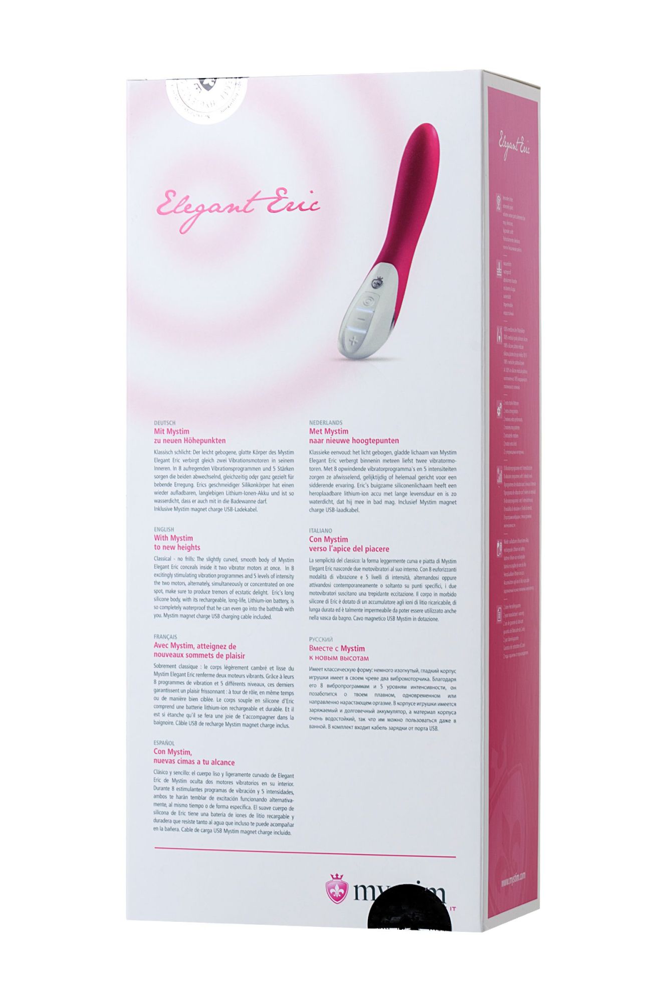 вибратор mystim elegant eric силиконовый, розовый, 27 см в России