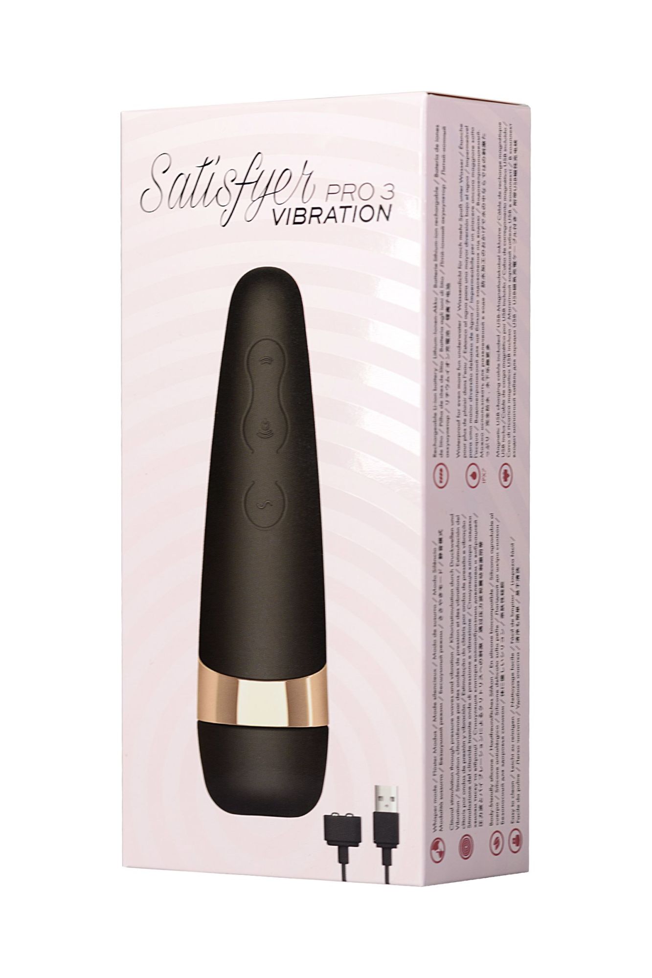 вакуум-волновой бесконтактный стимулятор клитора satisfyer pro 3 vibration, силикон, черный, 14 см. в России