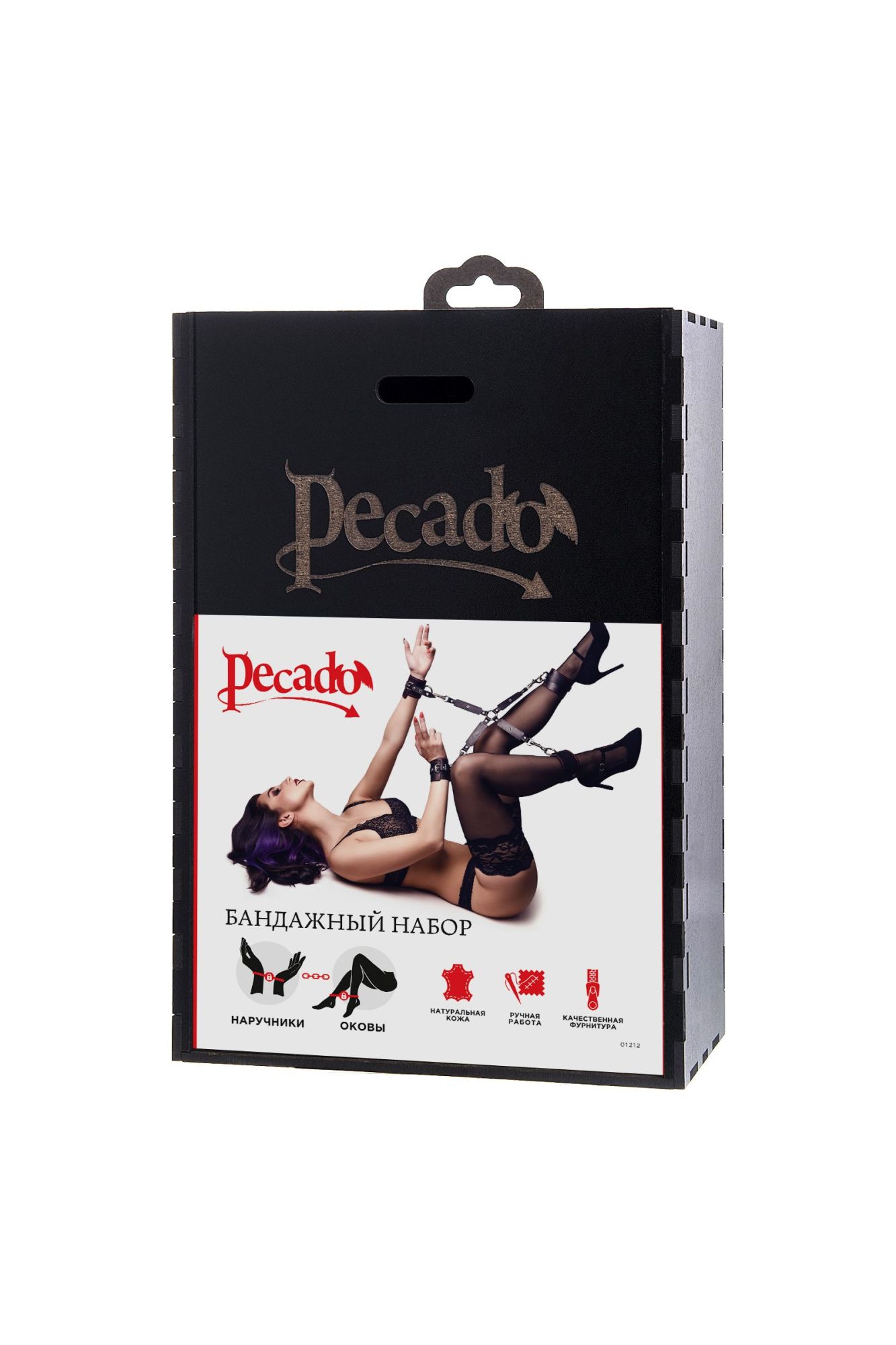 бондажный набор pecado bdsm, сцепка, наручники, оковы, натуральная кожа, черный в России