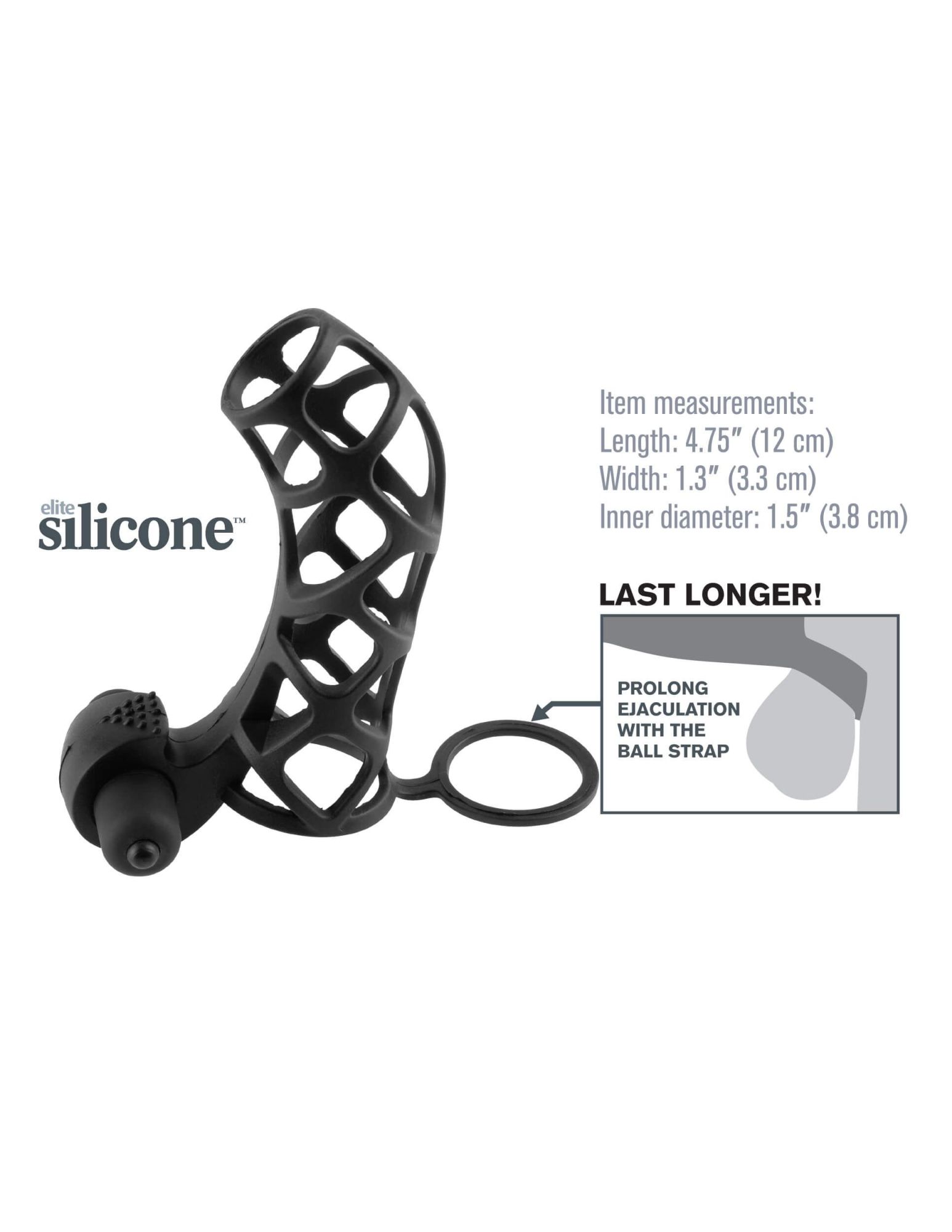 вибронасадка pipedream fantasy x-tensions extreme silicone power cage, чёрная в России