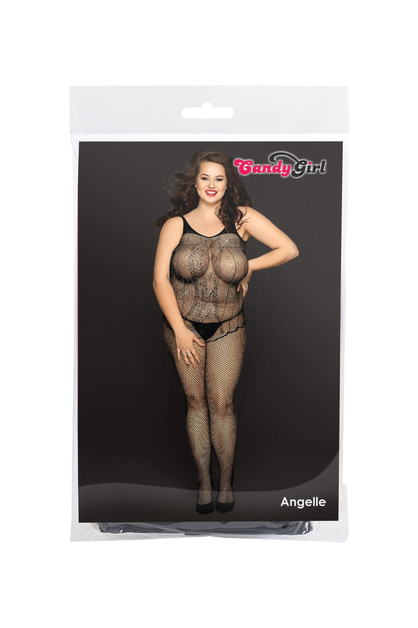 Эротическое костюм-сетка со стразами и стринги candy girl angelle черные, 2xl в России