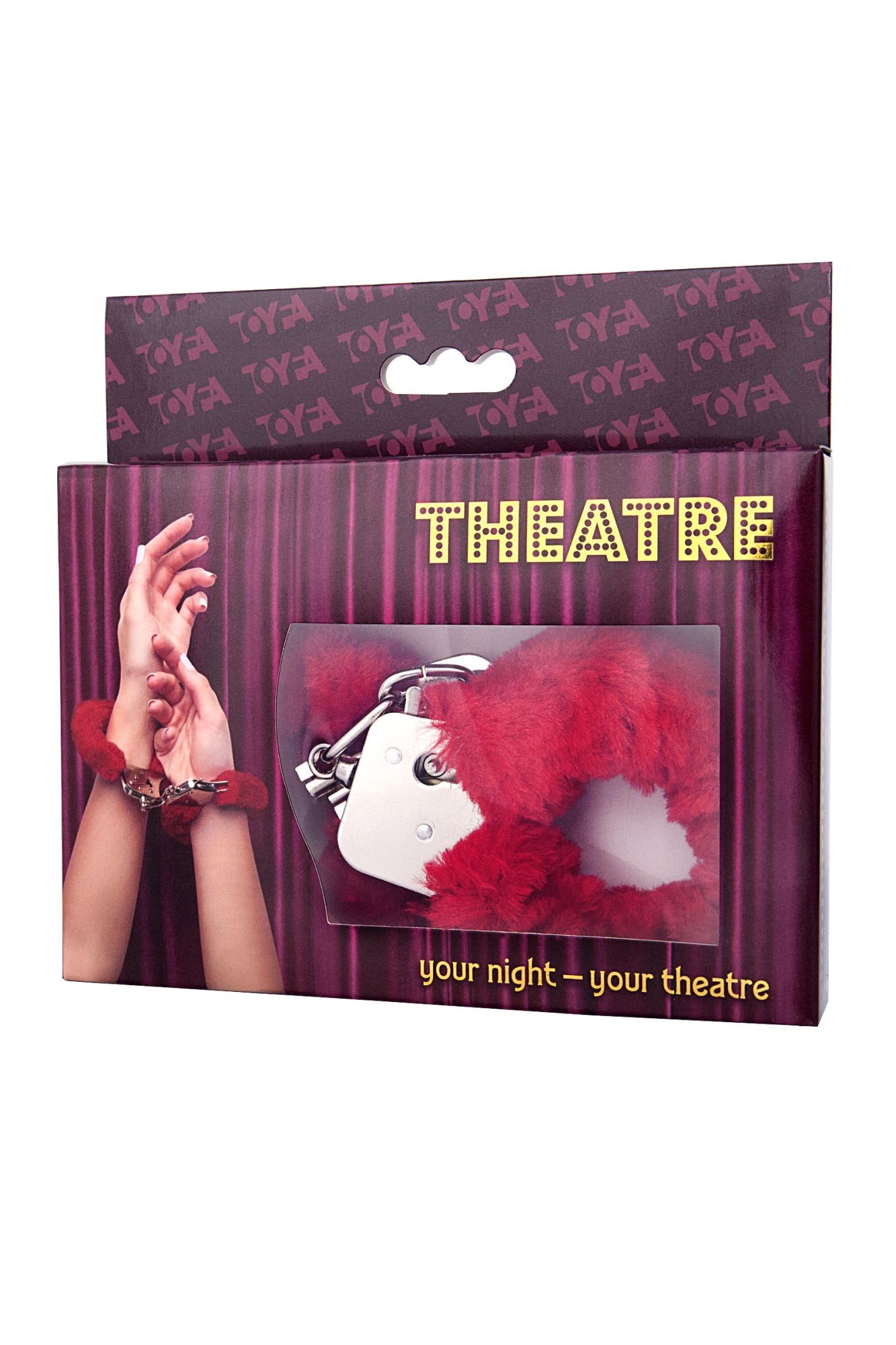 наручники toyfa theatre, меховые, красные, 28 см в России